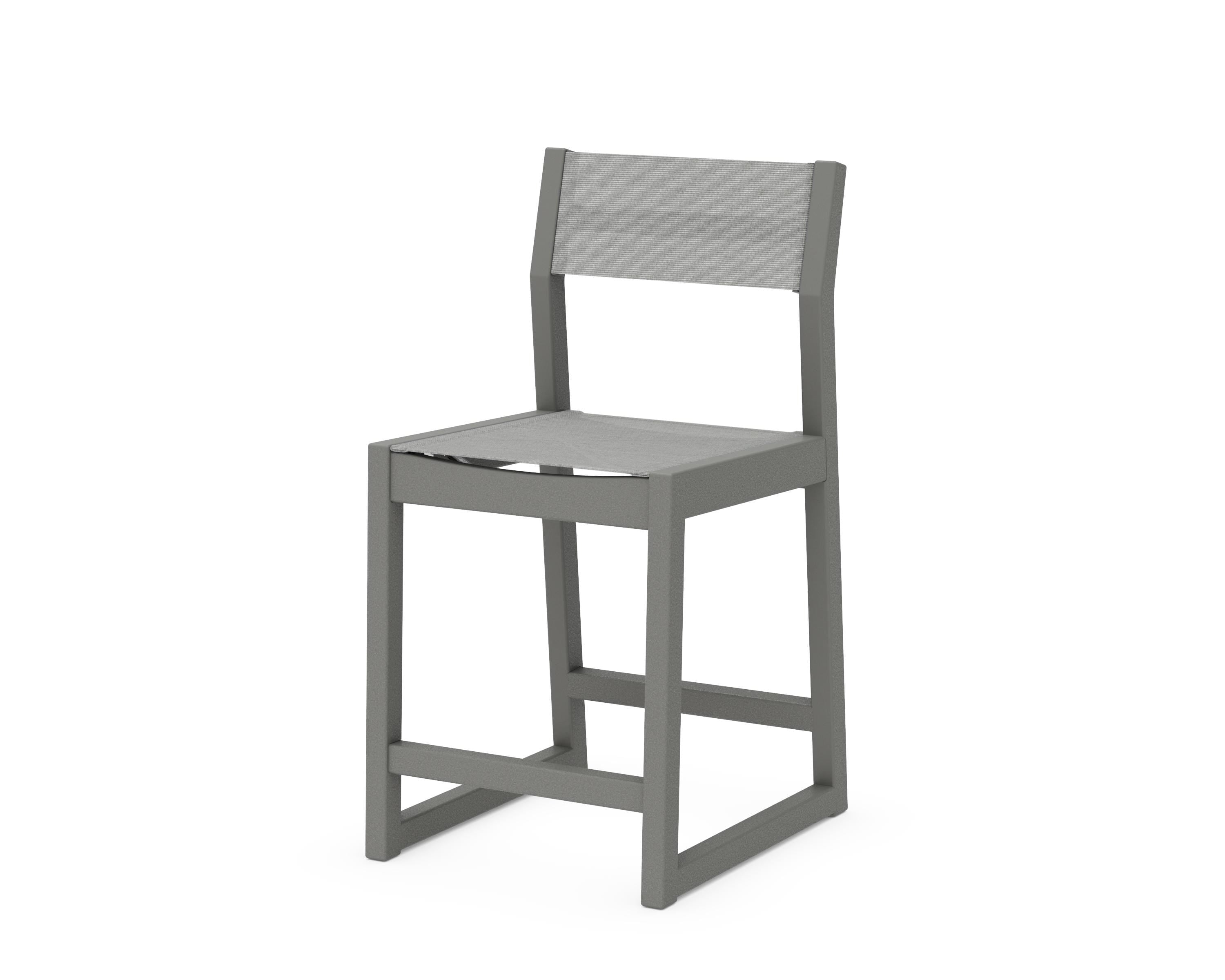POLYWOOD® EDGE Sling Counter Side Chair in Slate Grey / Metallic Sling