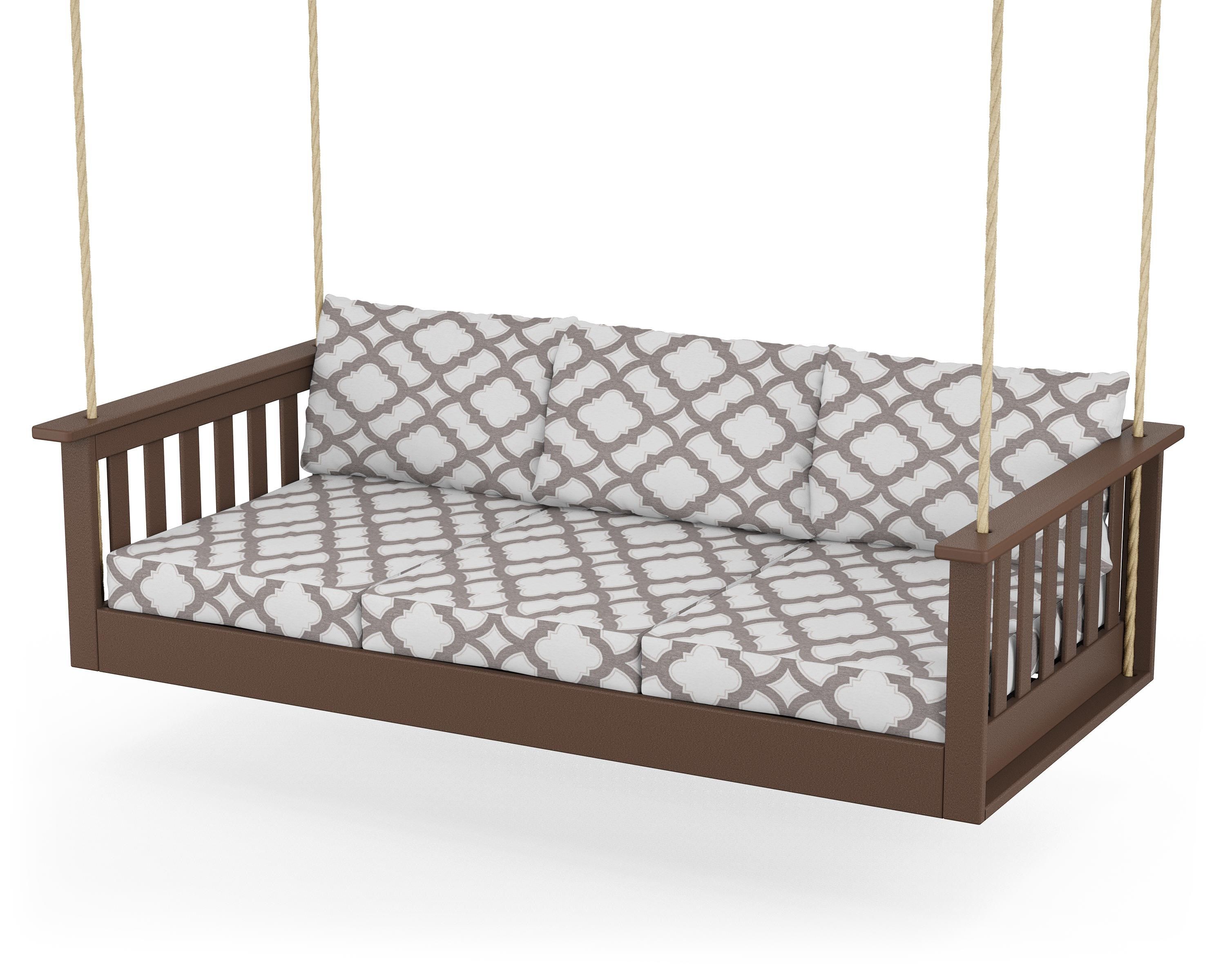 POLYWOOD® Vineyard Daybed Swing in Mahogany / Trellis Grey Mist