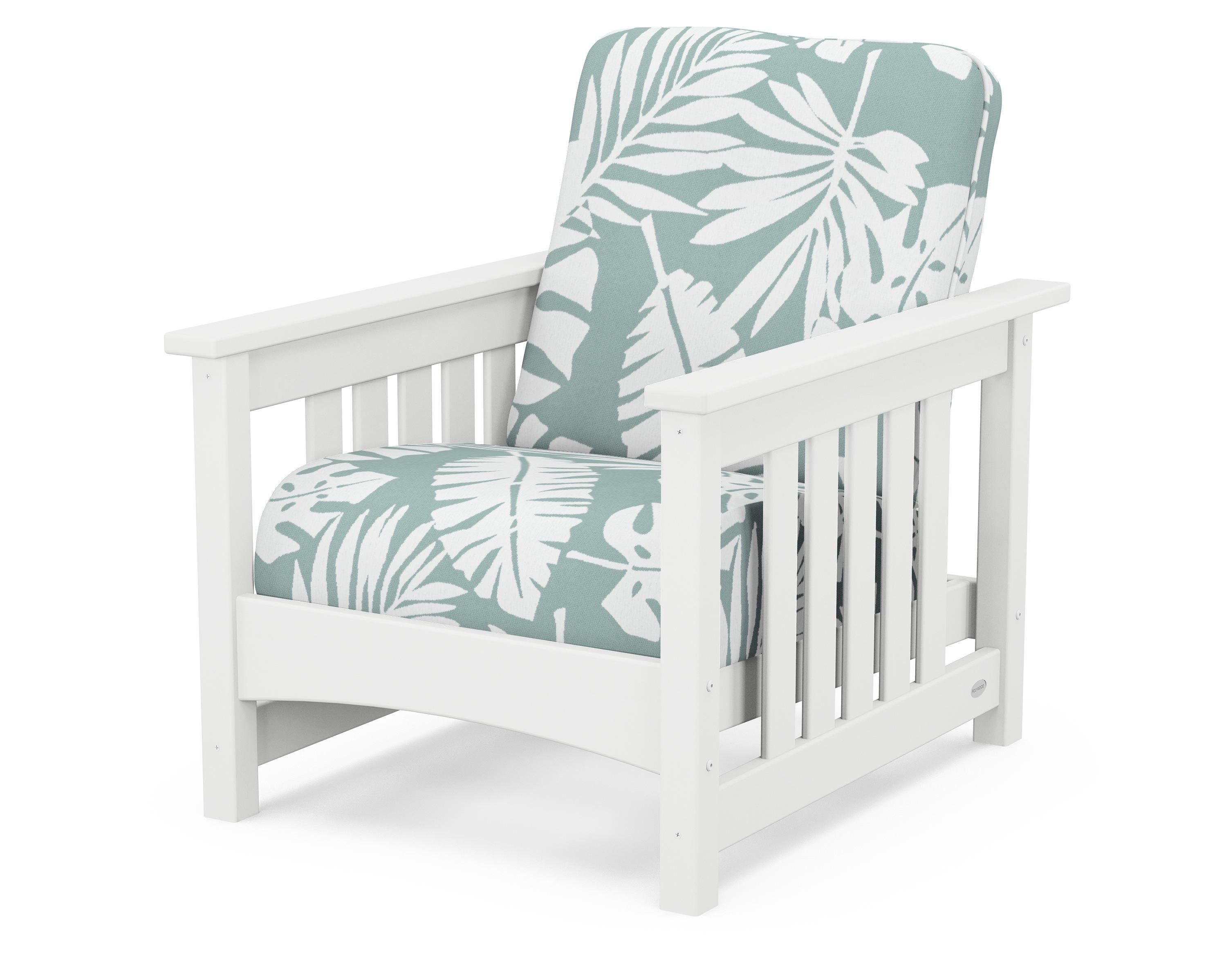 POLYWOOD® Club Mission Chair in White / Leaf Glacier Spa