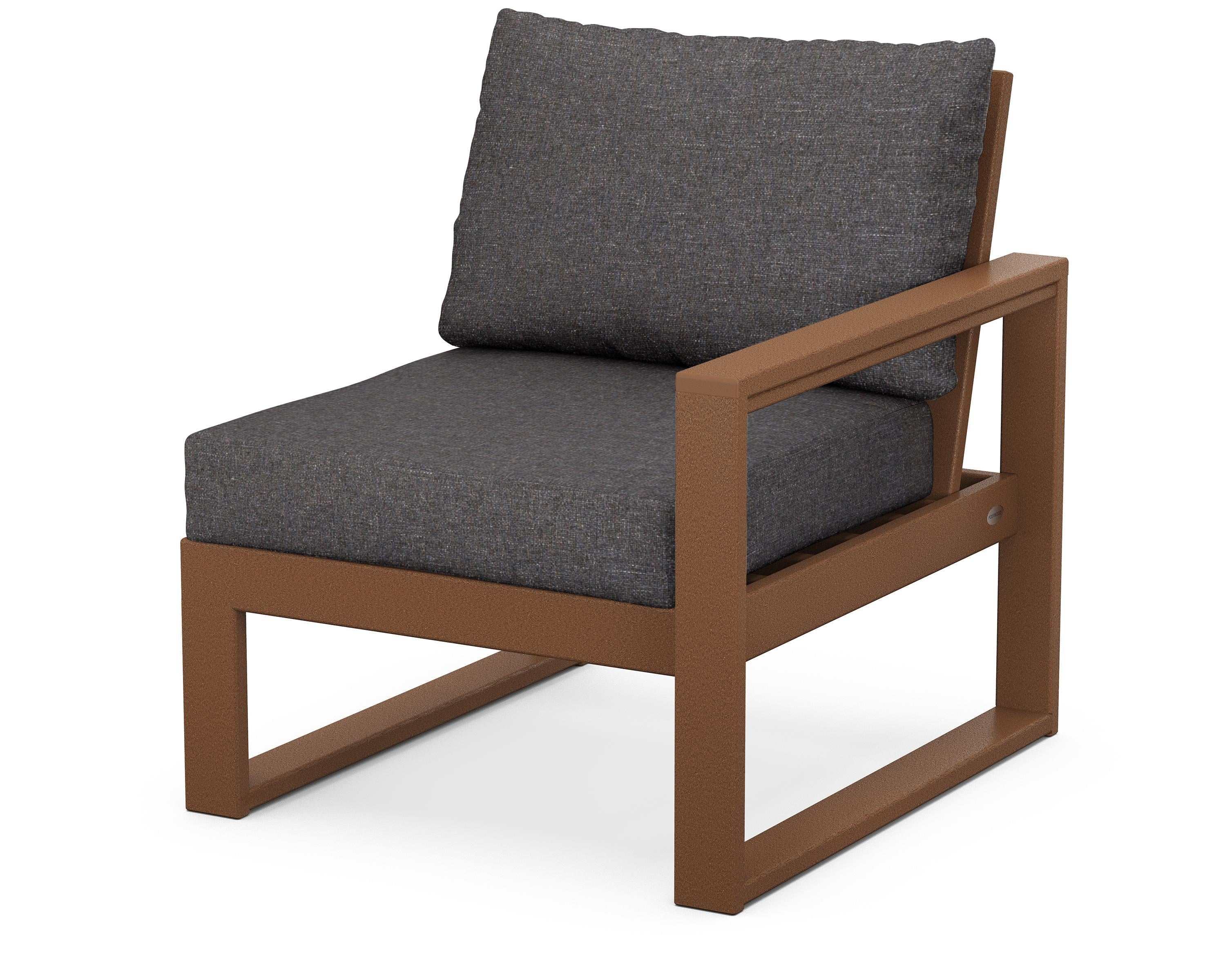 POLYWOOD® EDGE Modular Right Arm Chair in Teak / Ash Charcoal