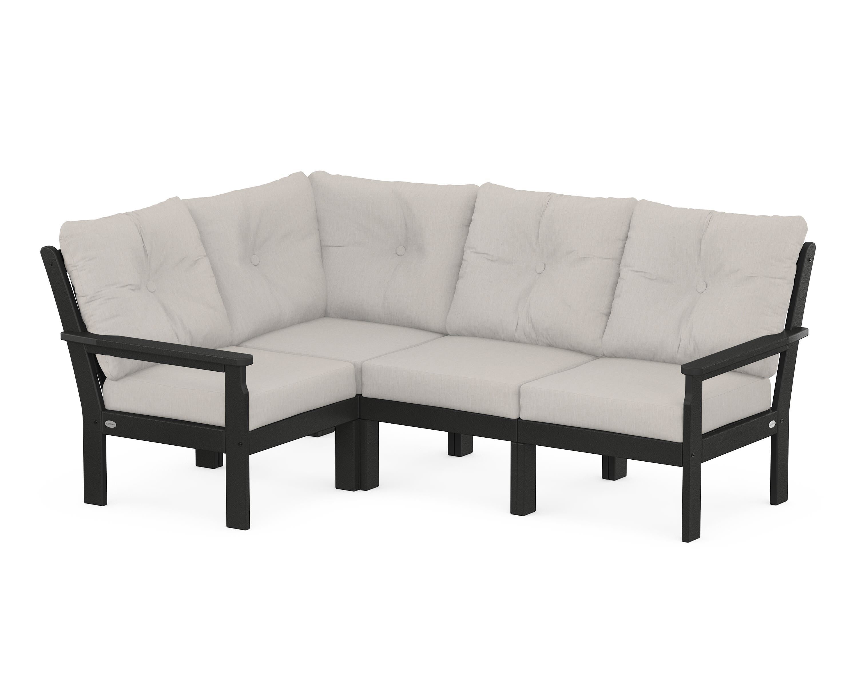 POLYWOOD® Vineyard 4-Piece Sectional in Black / Cast Ash