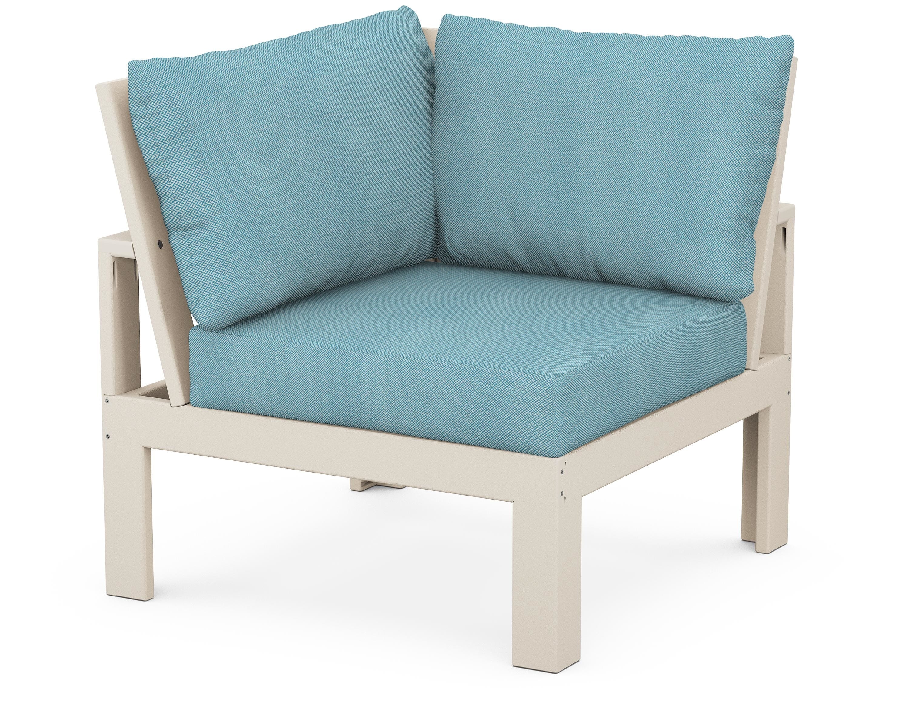 Unbranded Modular Corner Chair in Sand / Lattice Sky Blue