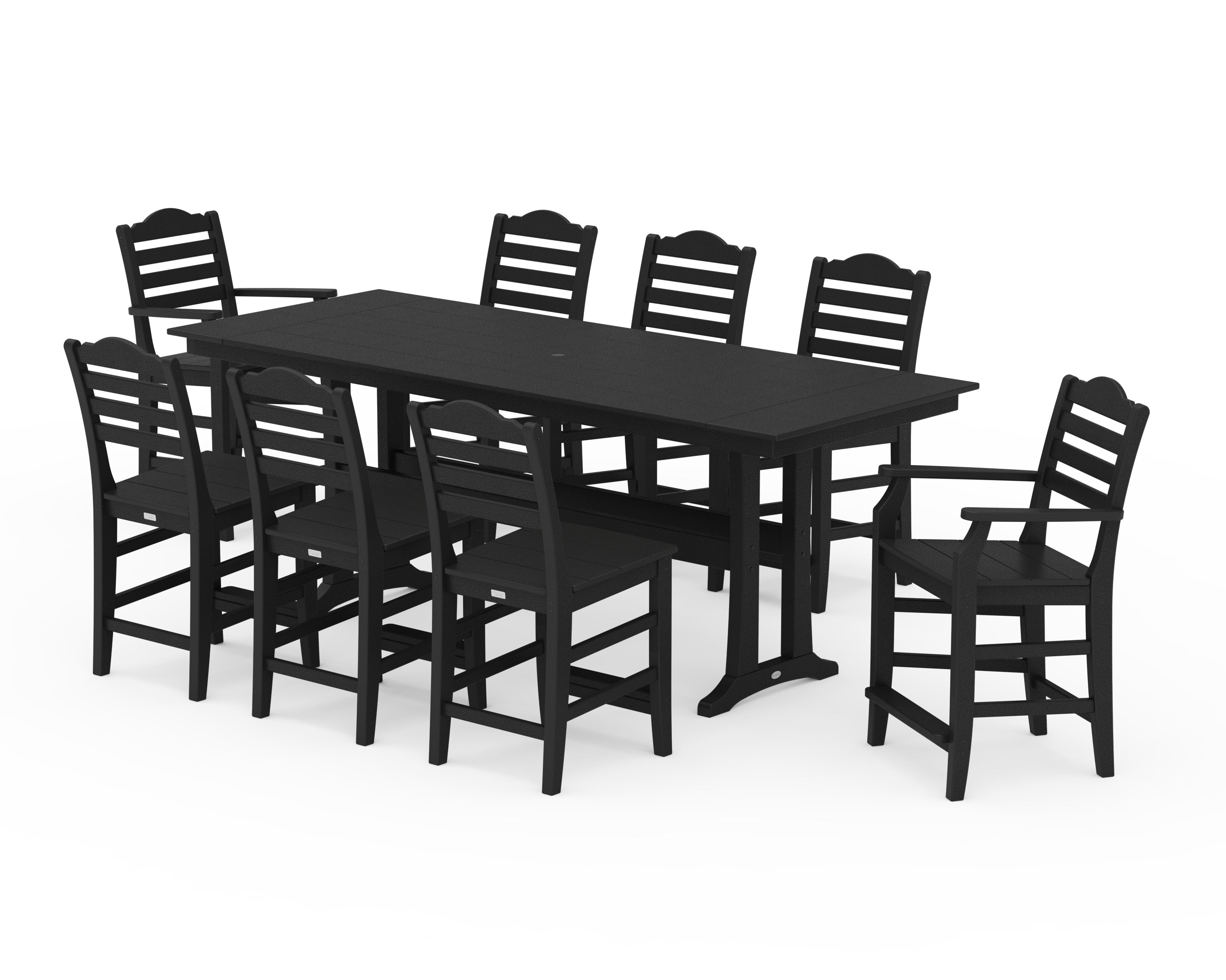 Draper James™ by POLYWOOD® Savannah 9-Piece Farmhouse Counter Set with Trestle Legs in Black
