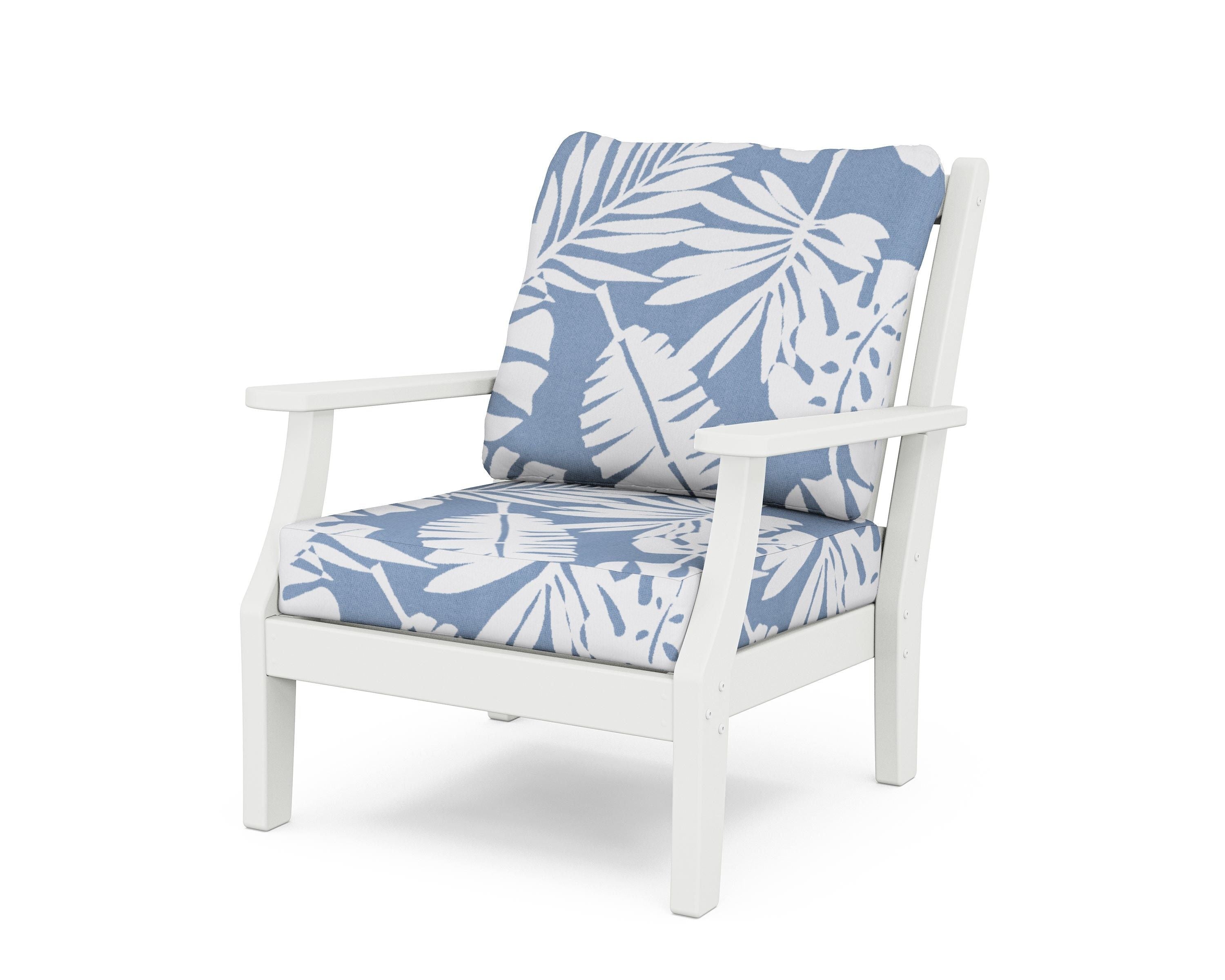 Country Living Wovendale Deep Seating Chair in White / Leaf Sky Blue