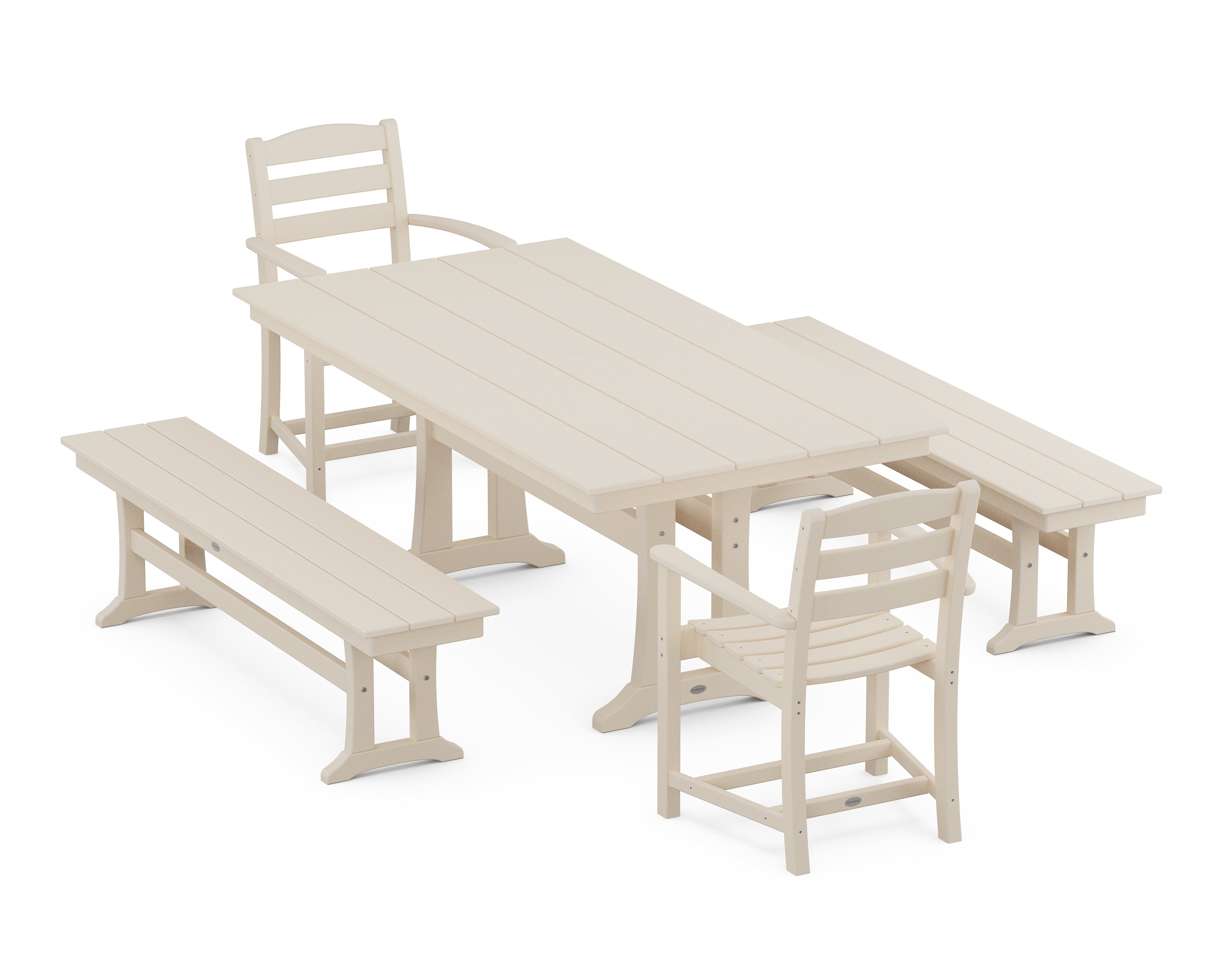 POLYWOOD® La Casa Cafe 5-Piece Farmhouse Dining Set With Trestle Legs in Sand