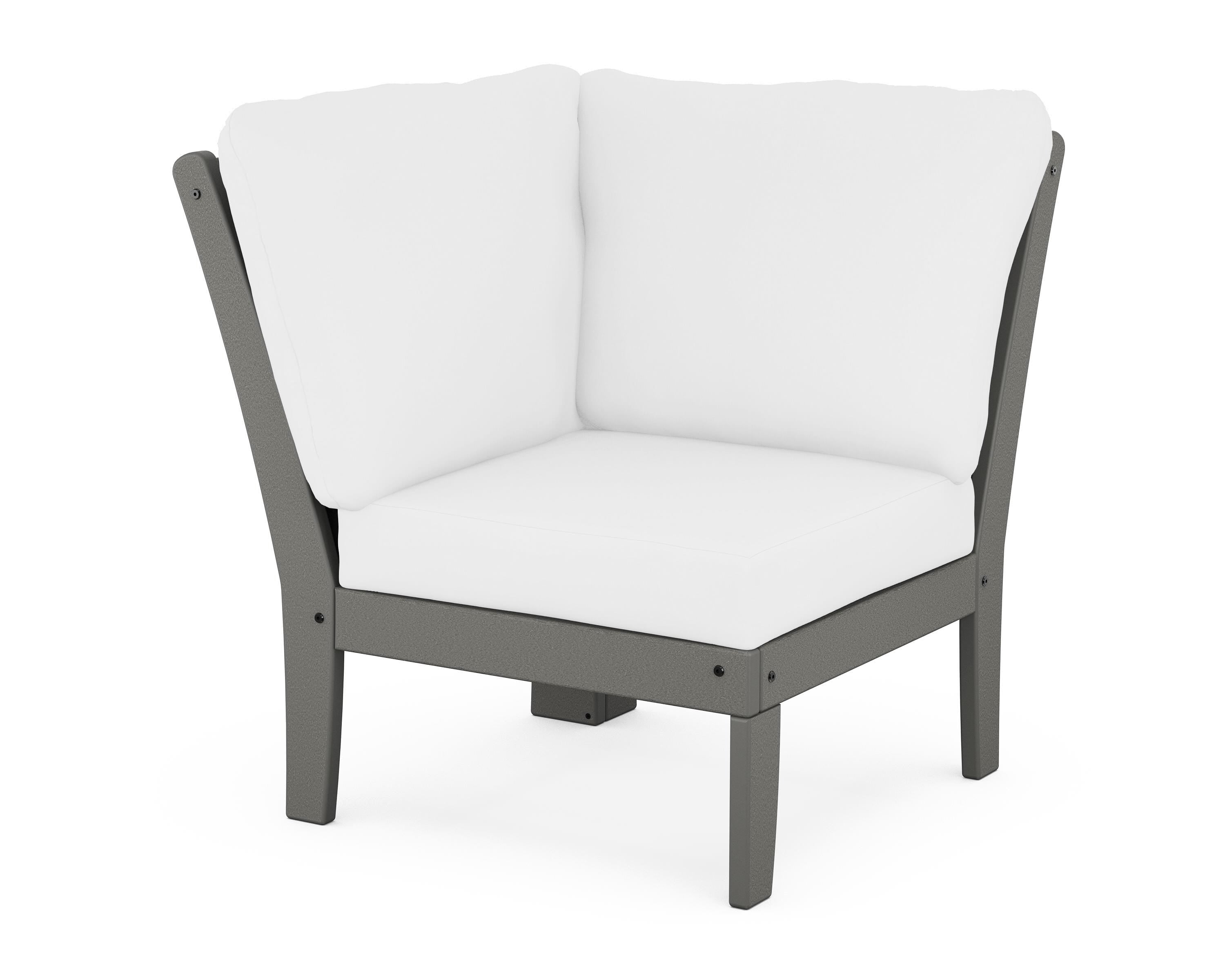 POLYWOOD® Braxton Modular Corner Chair in Slate Grey / Natural