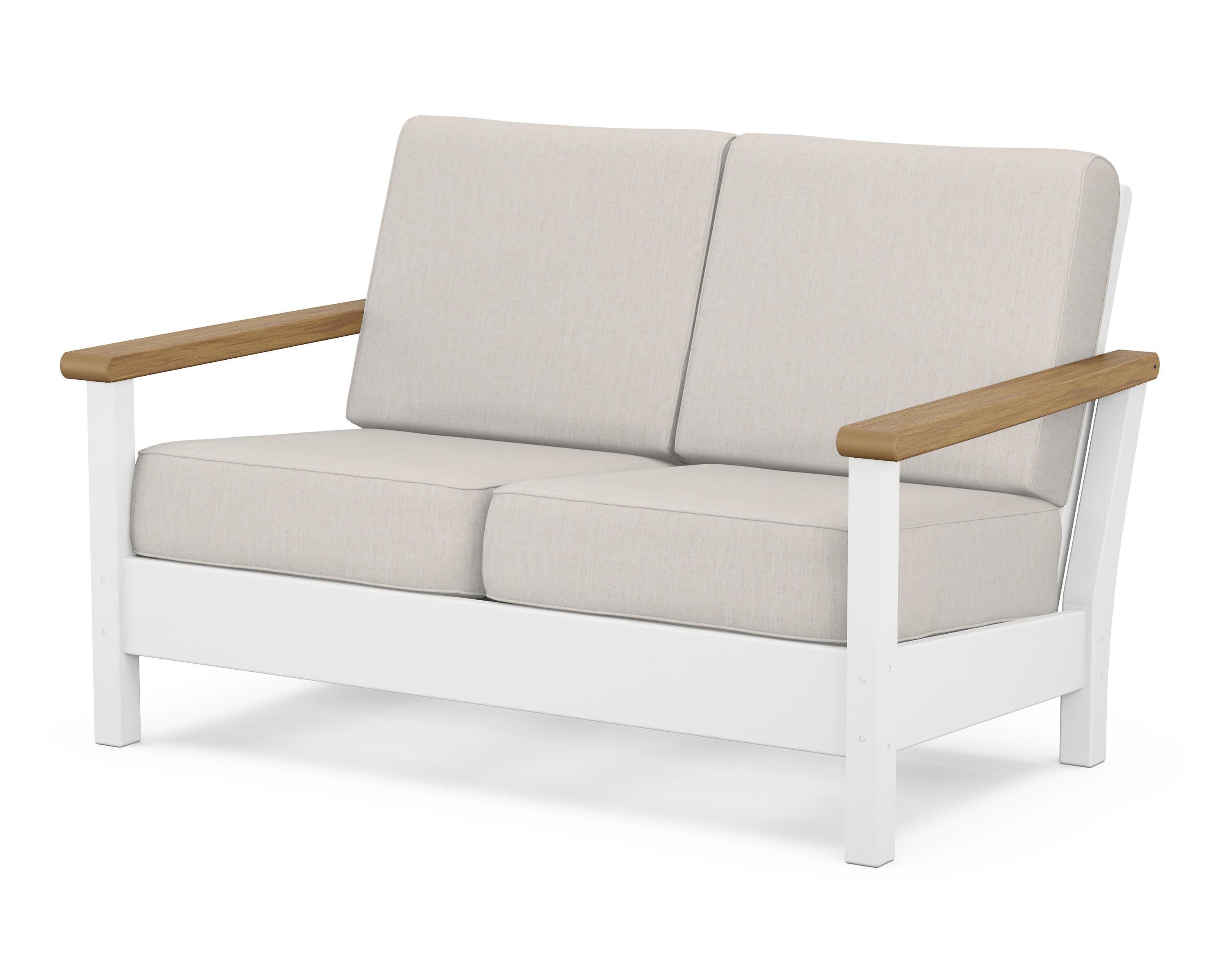 POLYWOOD® Harbour Deep Seating Loveseat in White / Natural / Cast Ash
