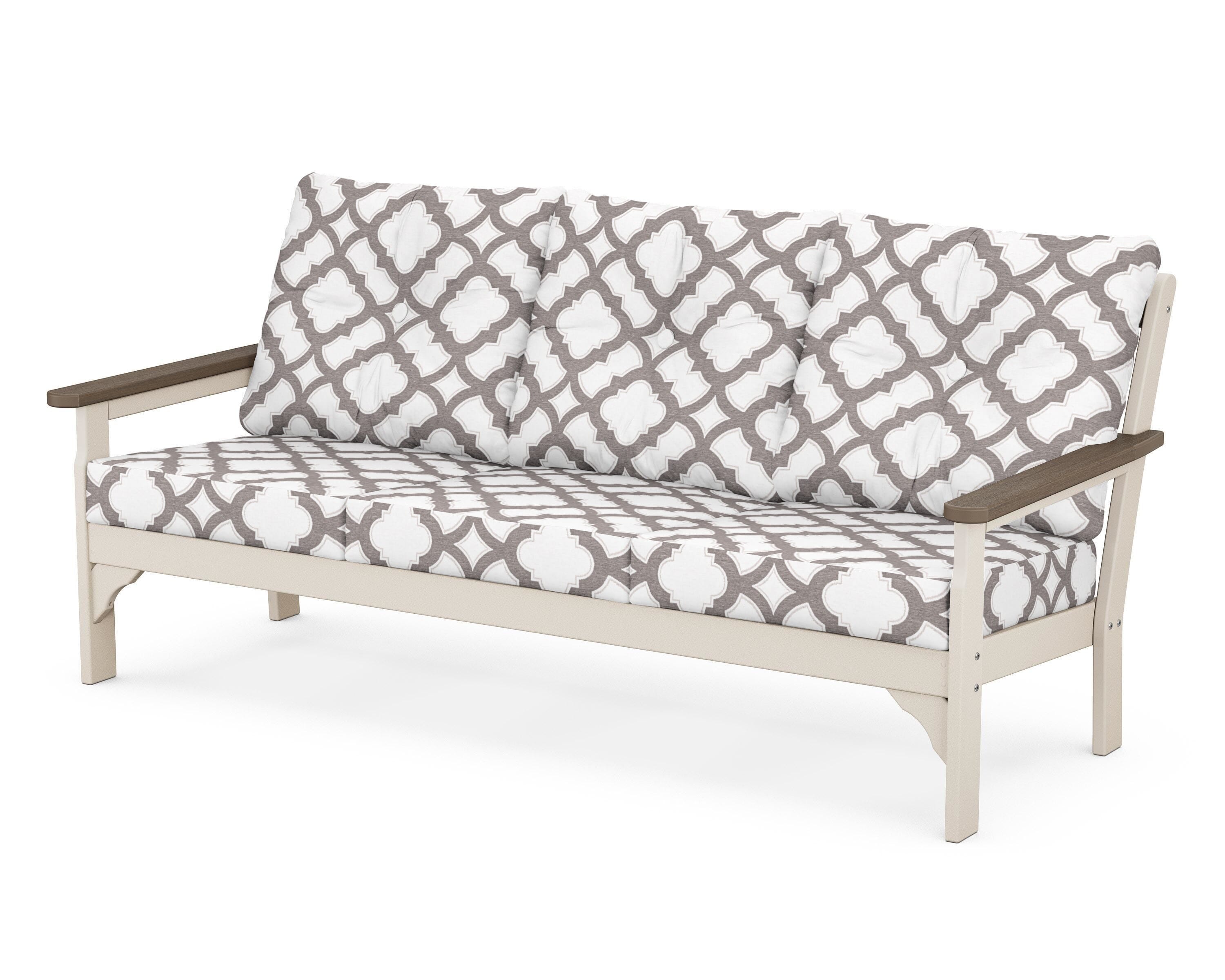 POLYWOOD® Vineyard Deep Seating Sofa in Sand / Kona / Trellis Grey Mist