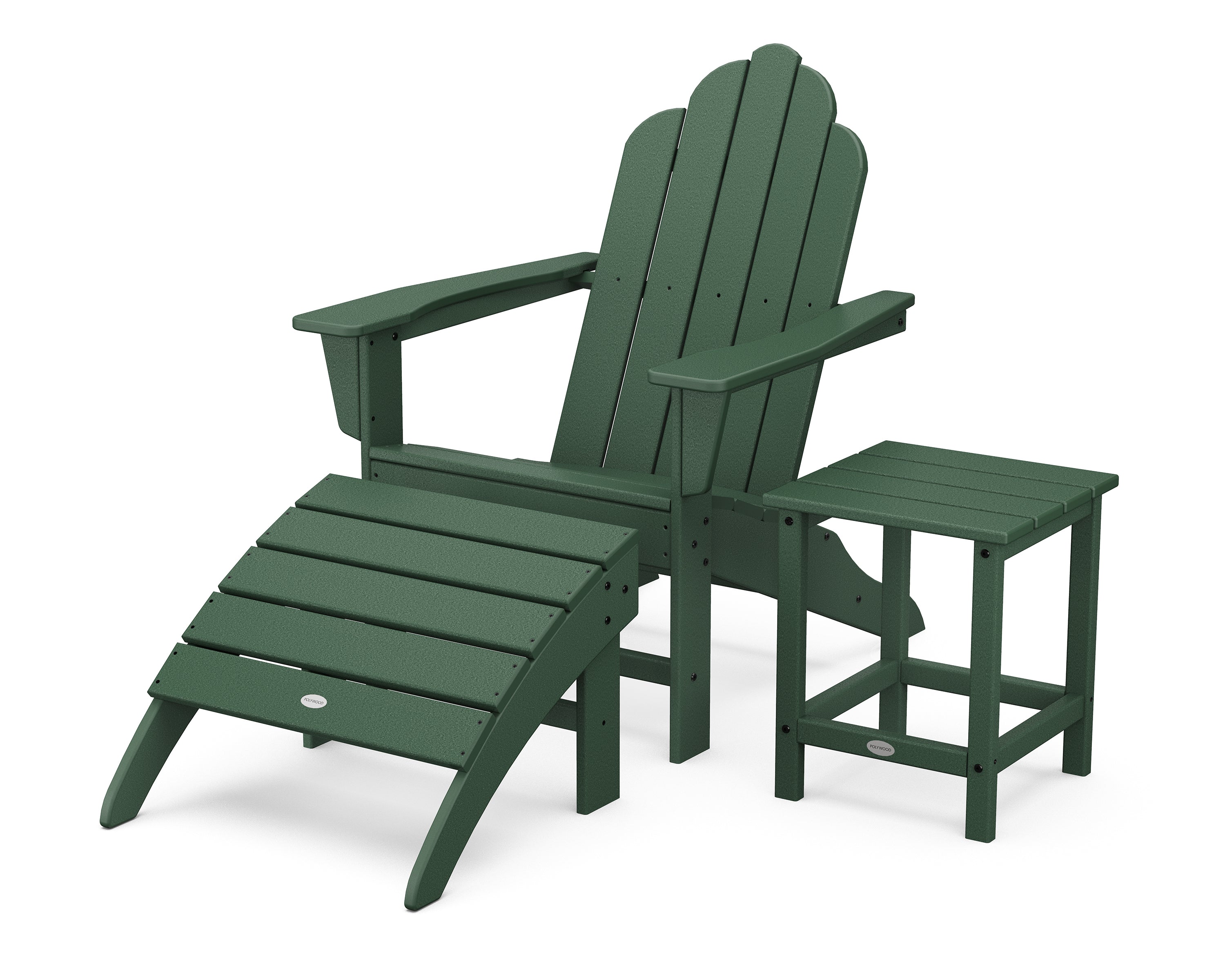 POLYWOOD® Long Island Adirondack 3-Piece Set in Green