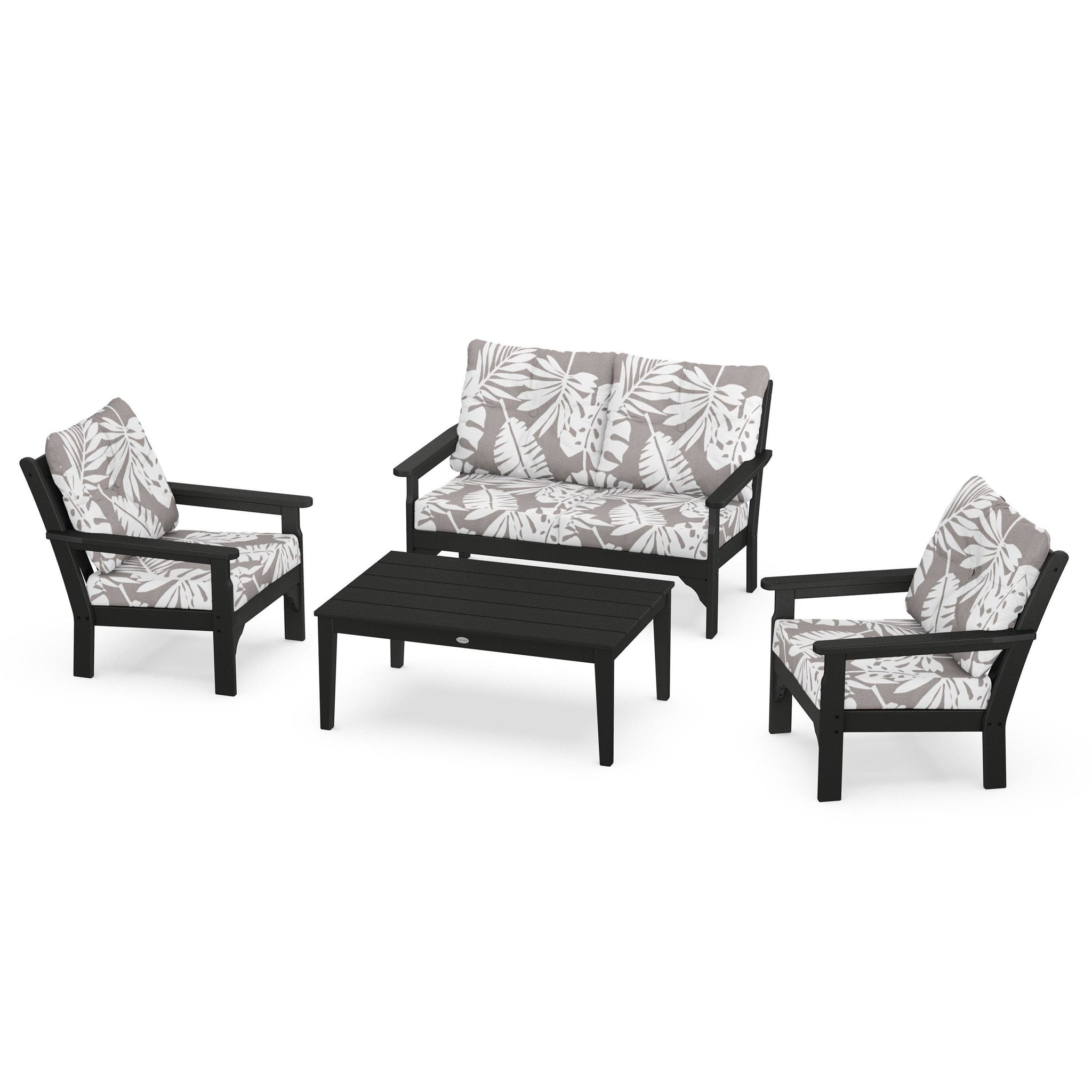 Vineyard 4 Piece Deep Seating Set - Black