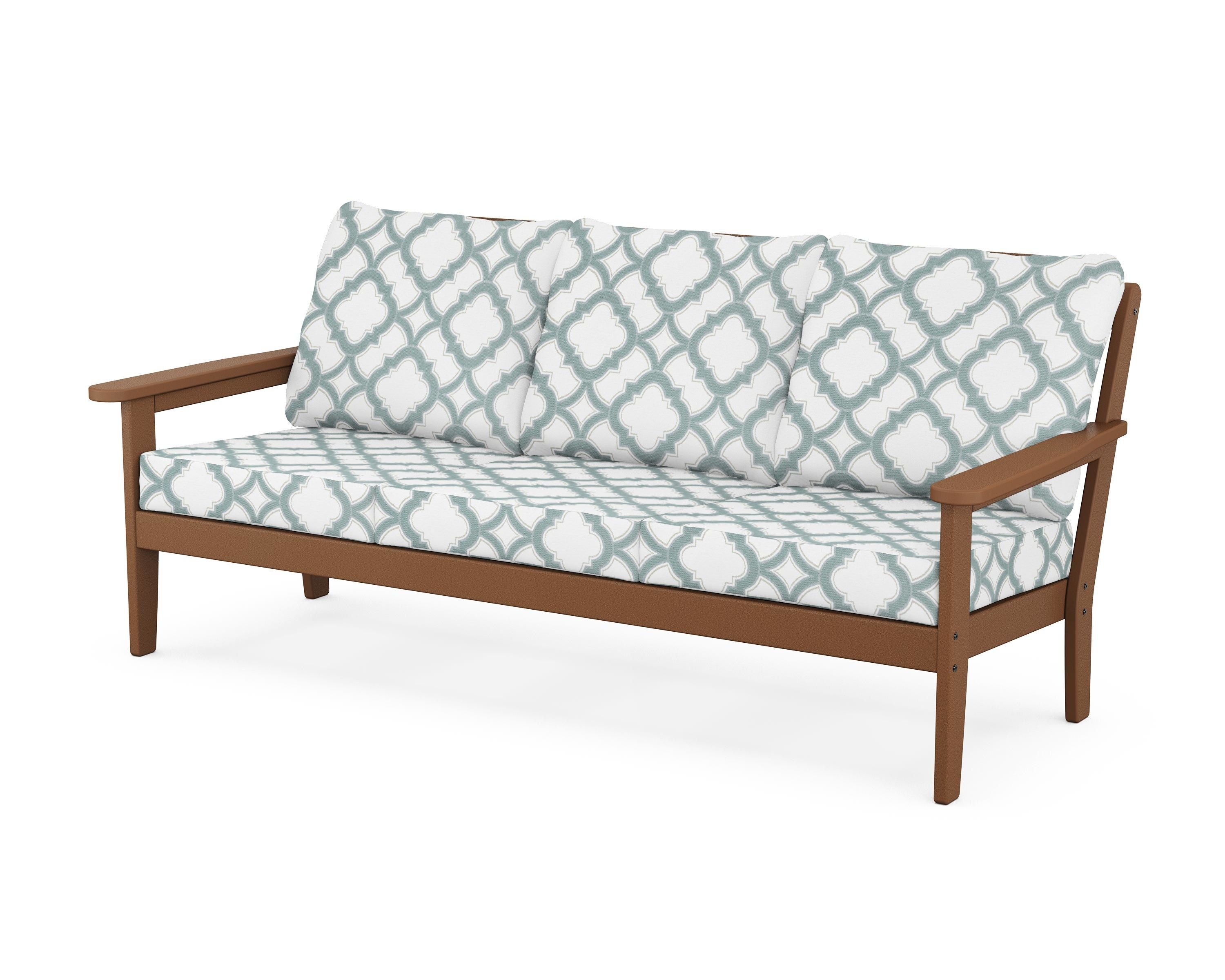 Country Living Cottage Deep Seating Sofa in Teak / Trellis Glacier Spa