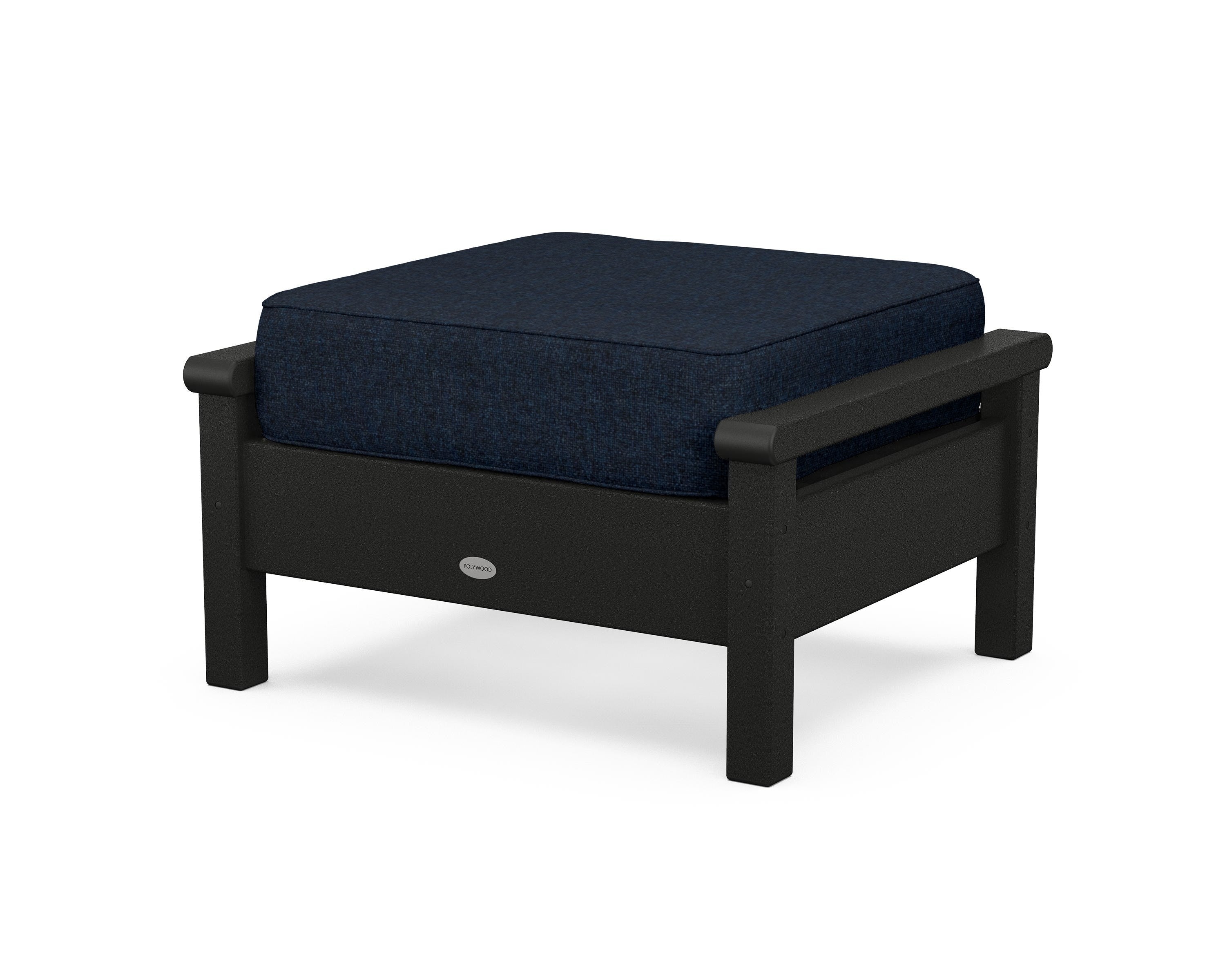 POLYWOOD® Harbour Deep Seating Ottoman in Black / Marine Indigo