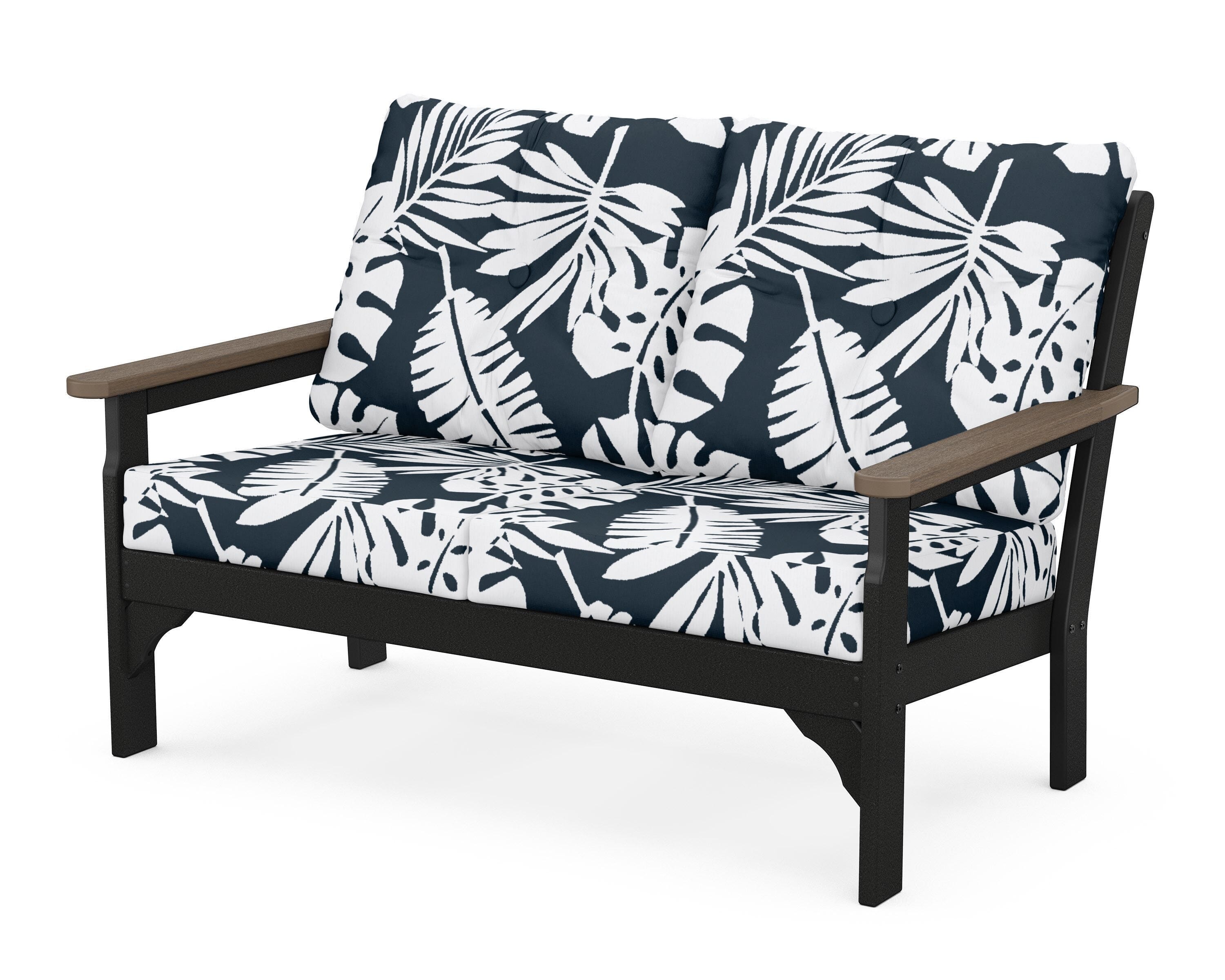 POLYWOOD® Vineyard Deep Seating Loveseat in Black / Kona / Leaf Marine Indigo