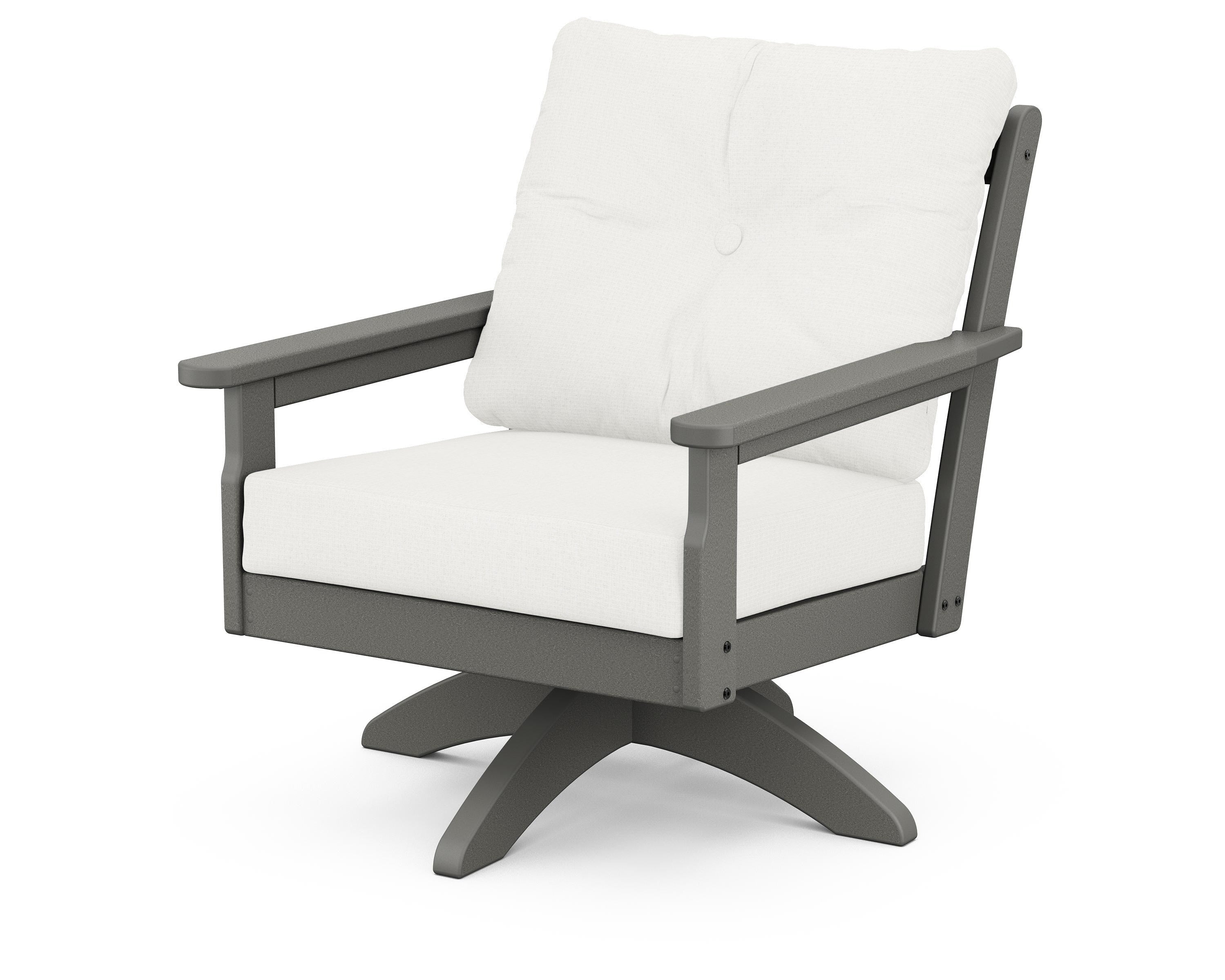 POLYWOOD® Vineyard Deep Seating Swivel Chair in Slate Grey / Natural Linen