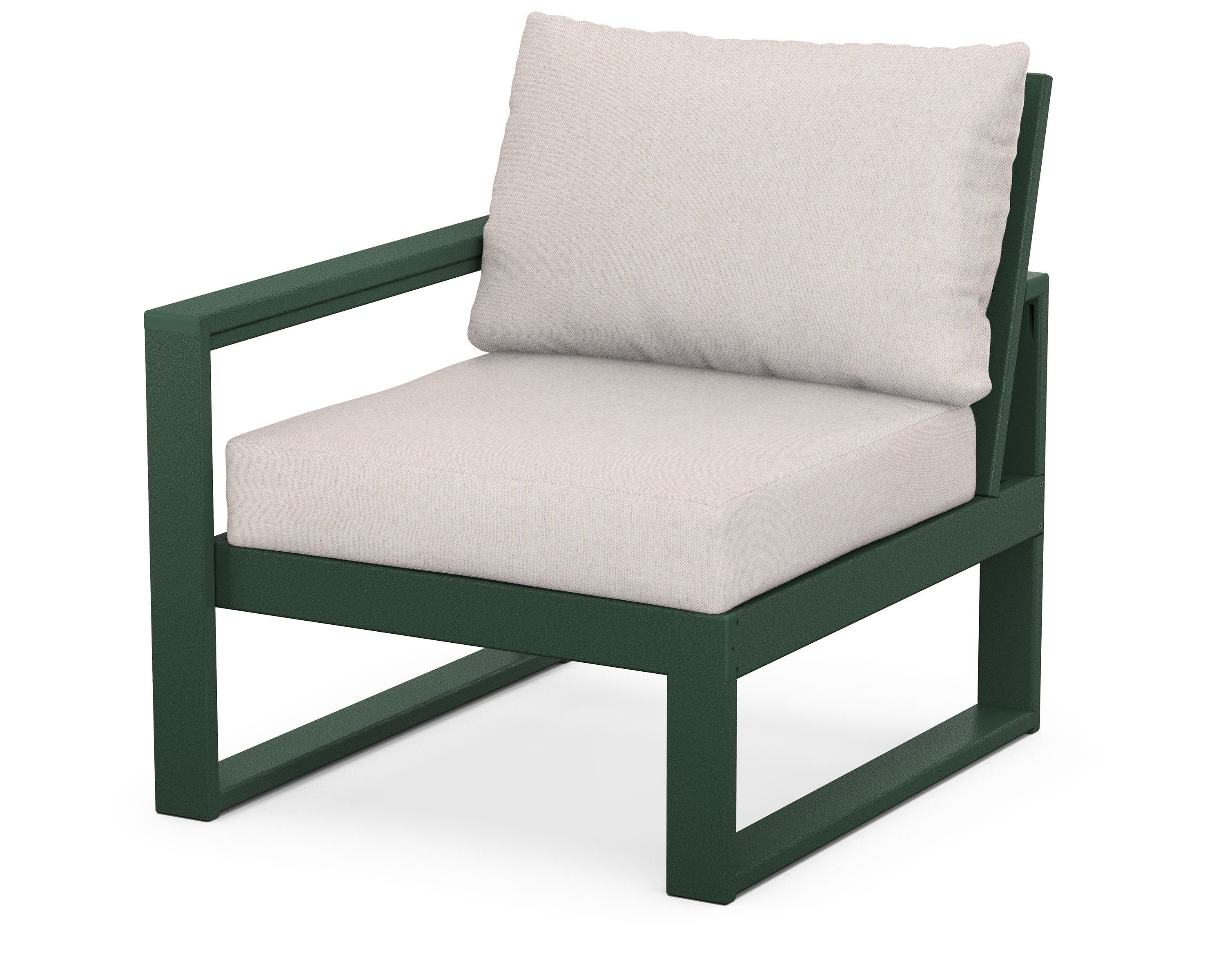 POLYWOOD® EDGE Modular Left Arm Chair in Green / Dune Burlap