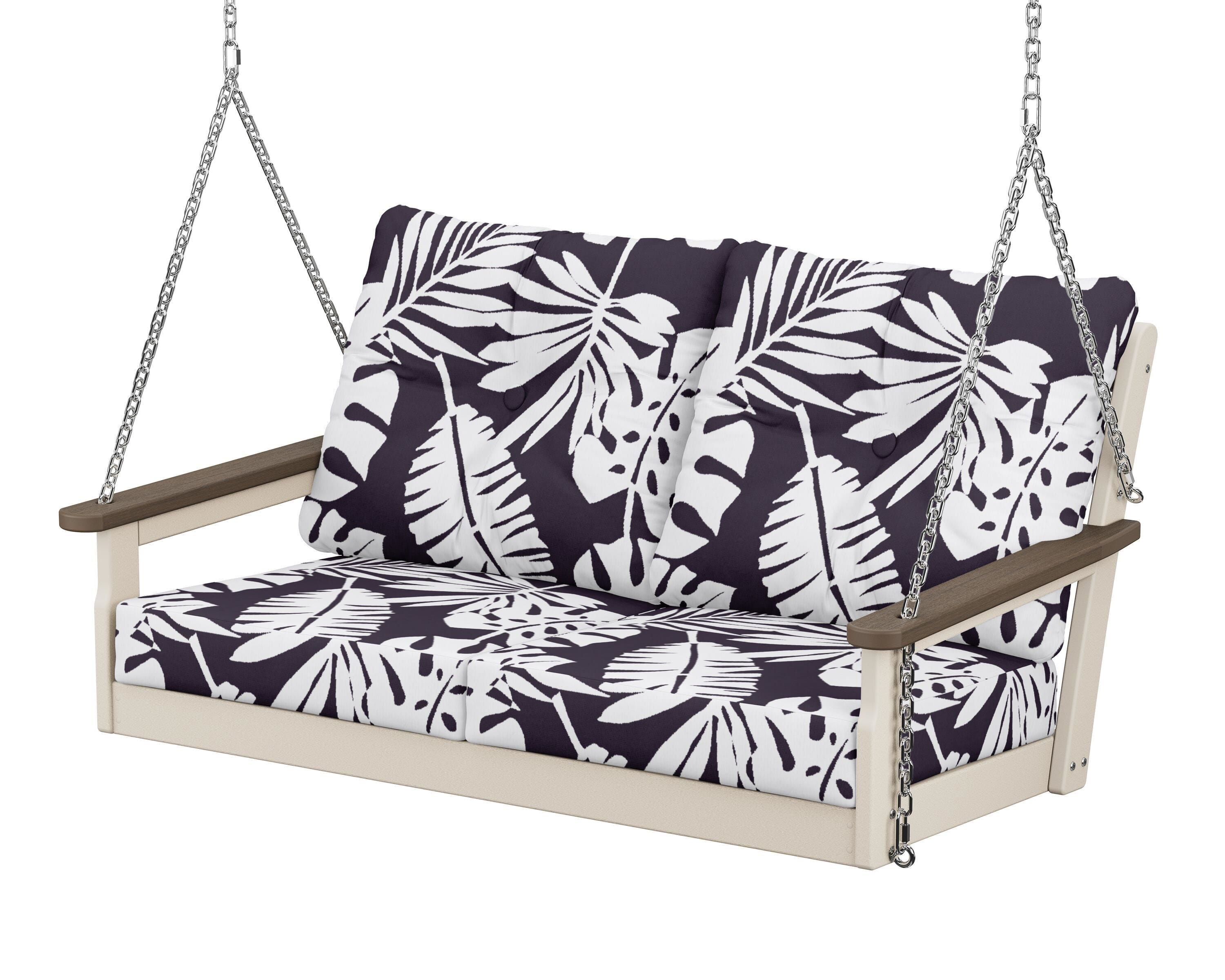 POLYWOOD® Vineyard Deep Seating Swing in Sand / Kona / Leaf Navy