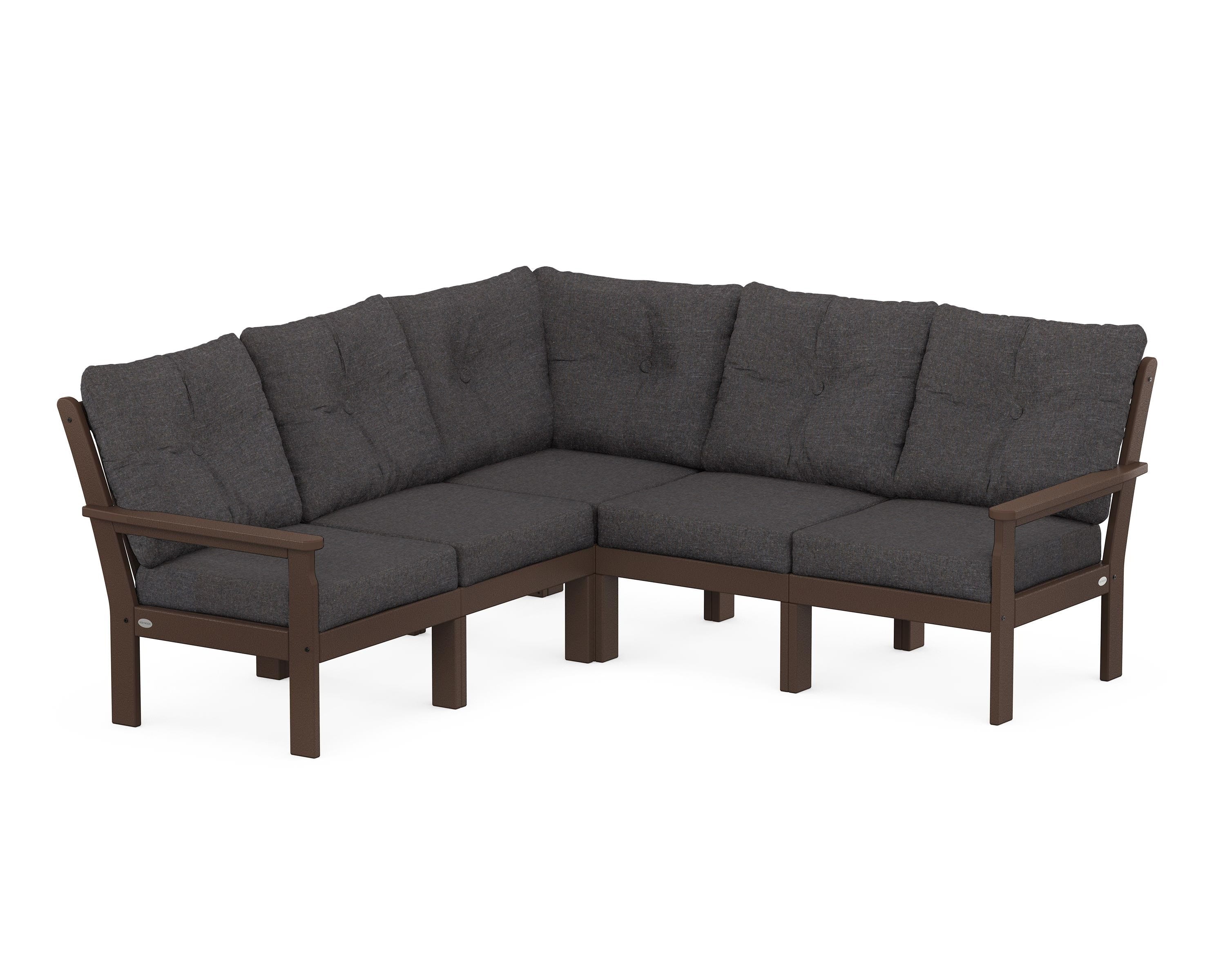 POLYWOOD® Vineyard 5-Piece Sectional in Mahogany / Ash Charcoal