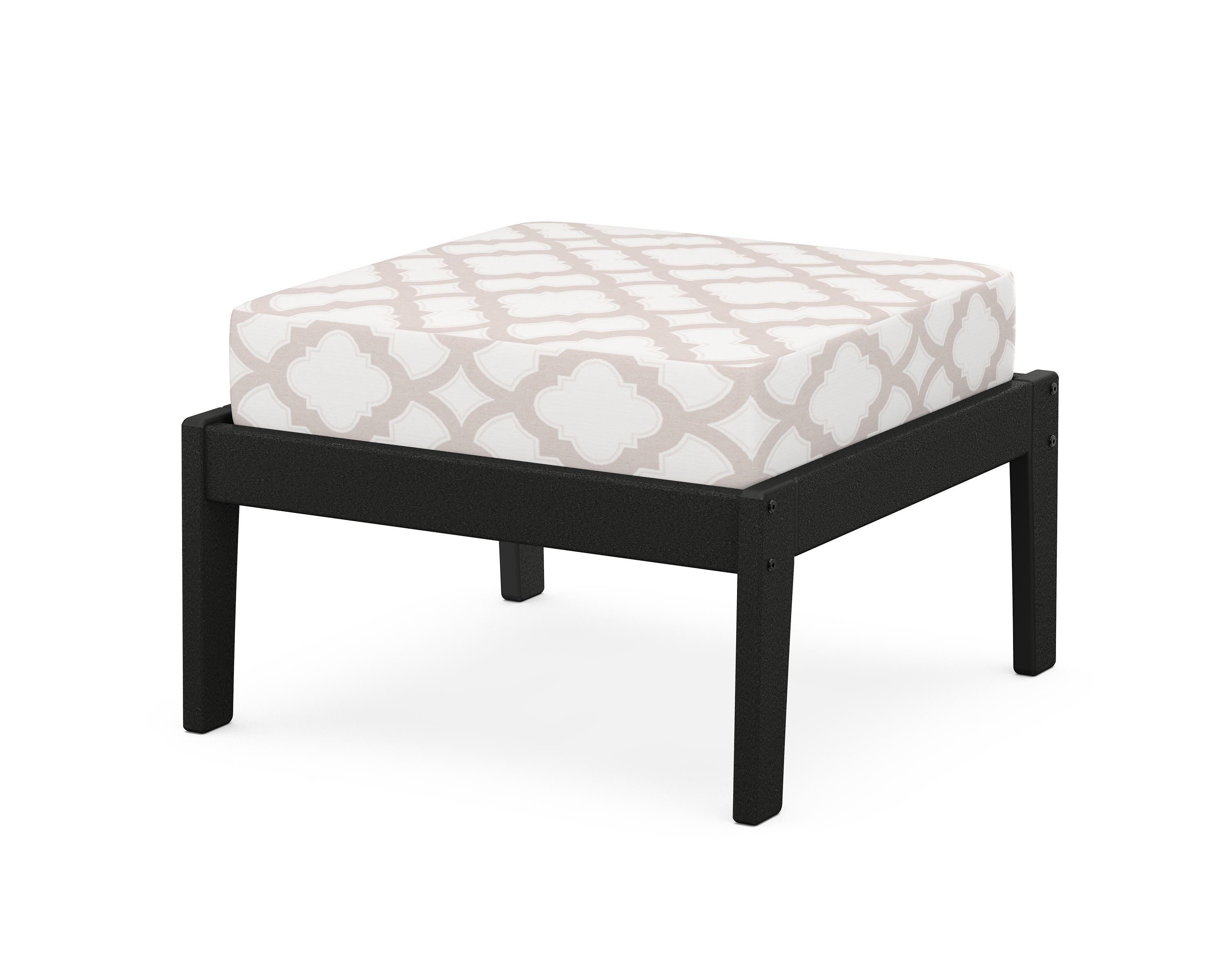 Unbranded Deep Seating Ottoman in Black / Trellis Dune Burlap