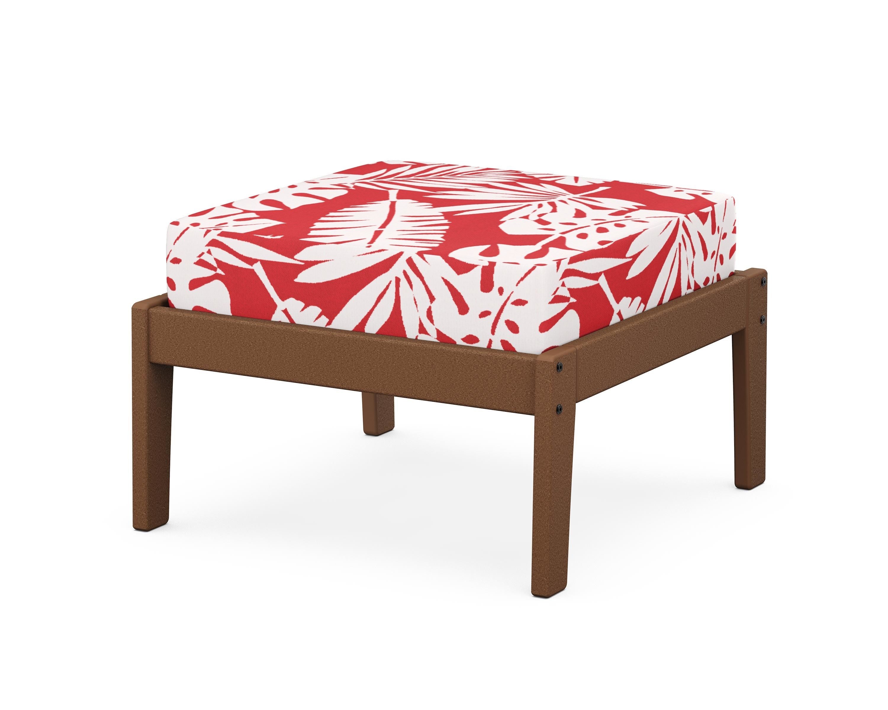 Unbranded Deep Seating Ottoman in Teak / Leaf Crimson