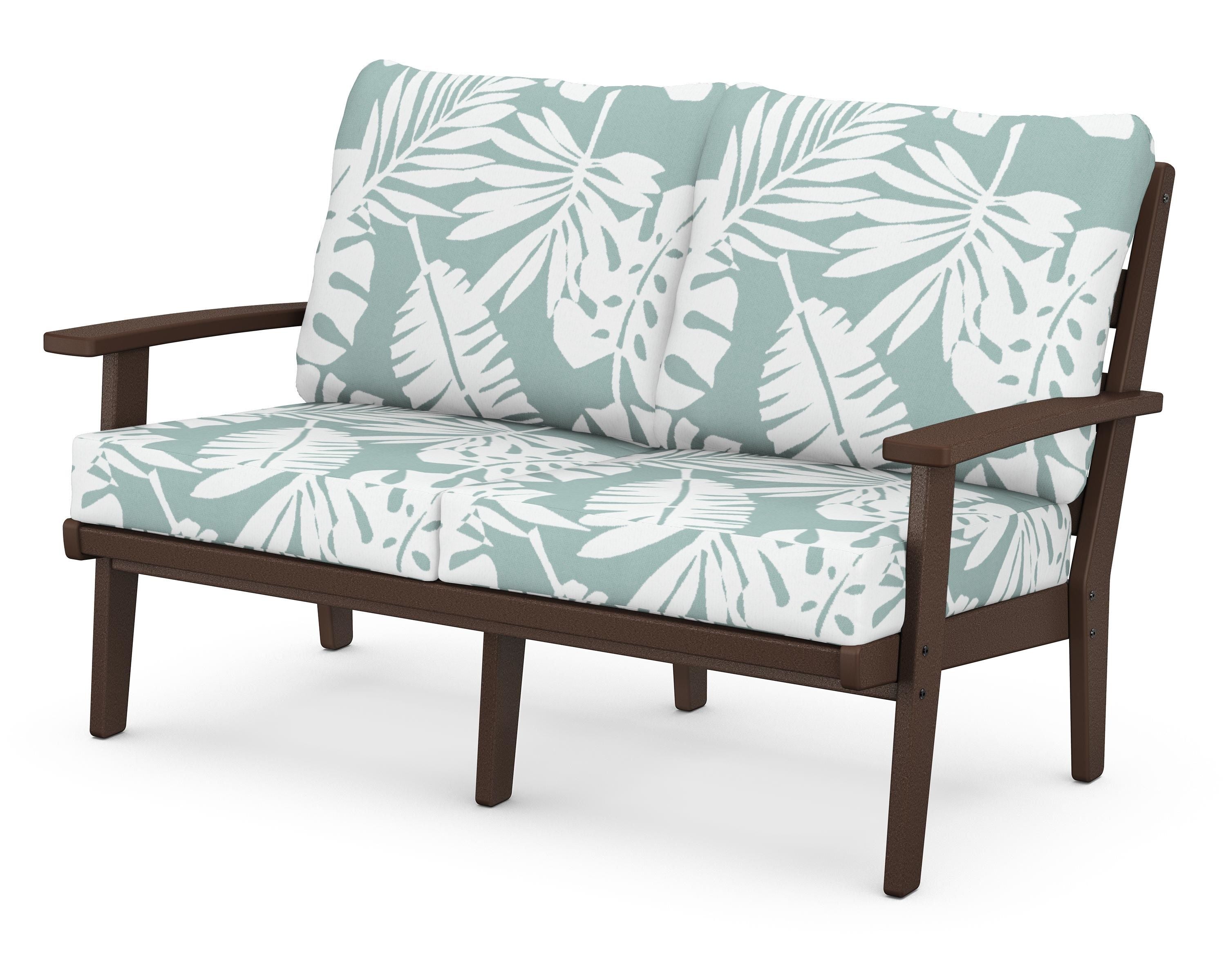 POLYWOOD® Grant Park Deep Seating Loveseat in Mahogany / Leaf Glacier Spa