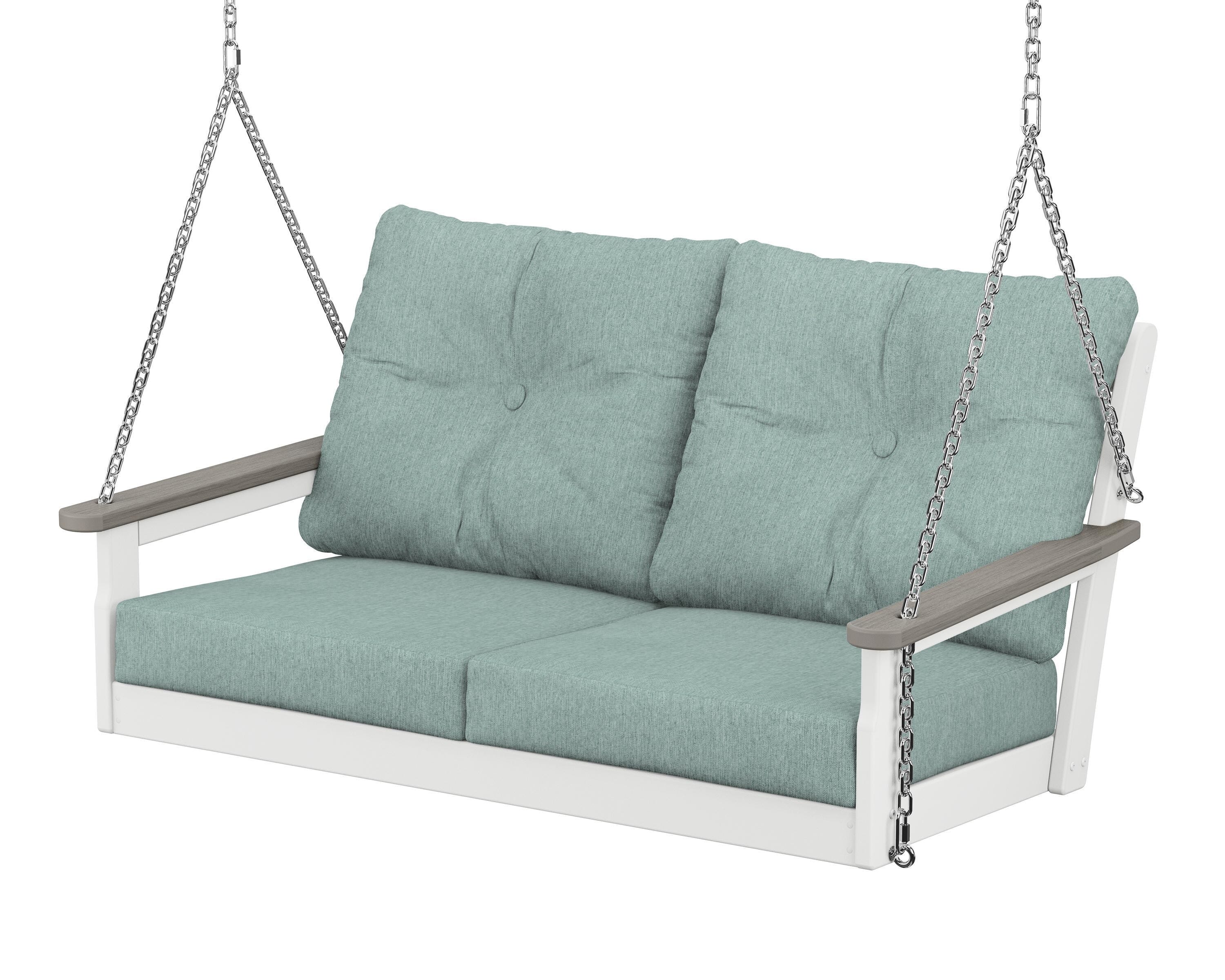 POLYWOOD® Vineyard Deep Seating Swing in White / Driftwood / Glacier Spa