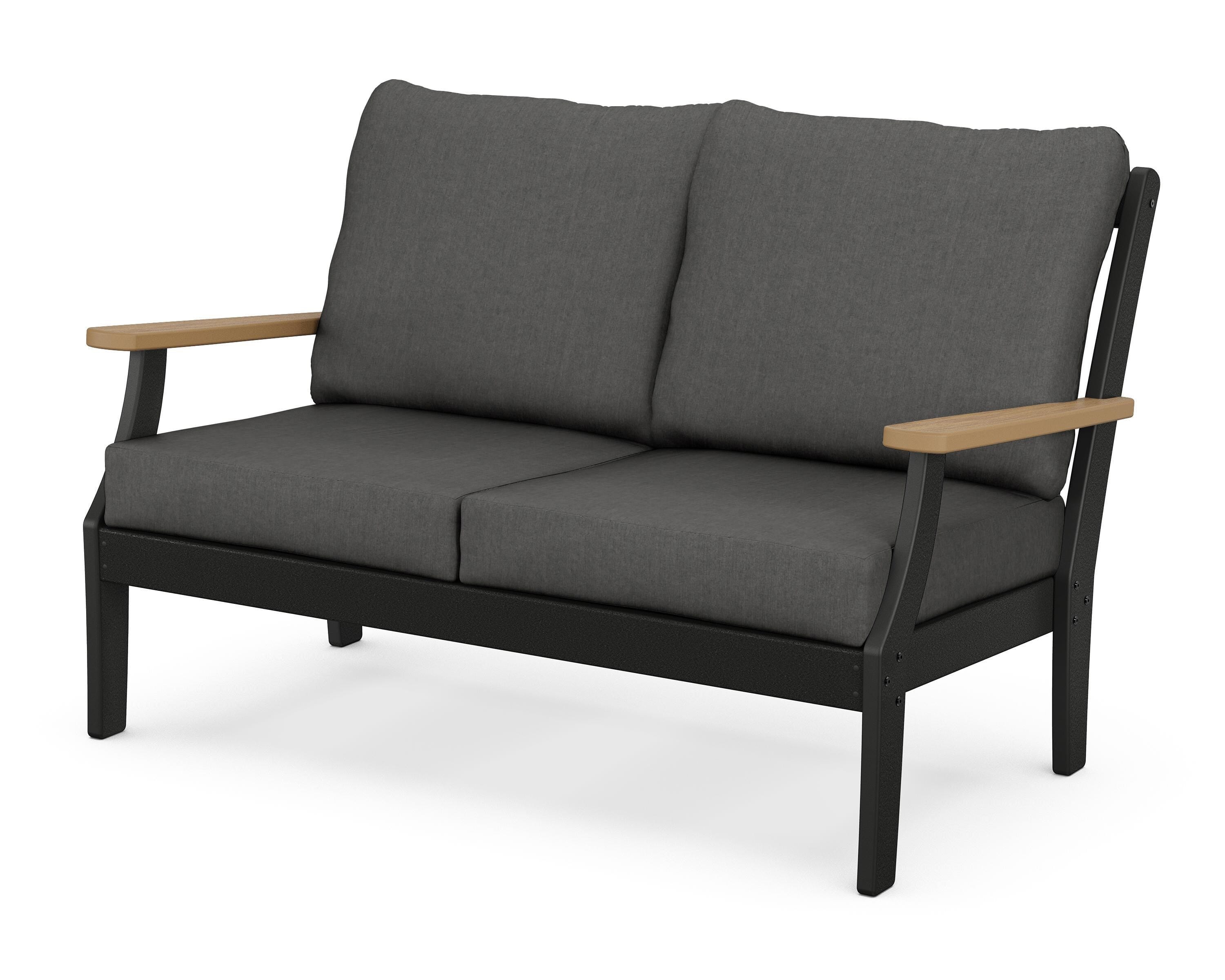 POLYWOOD® Braxton Deep Seating Loveseat in Black / Natural / Spectrum Carbon