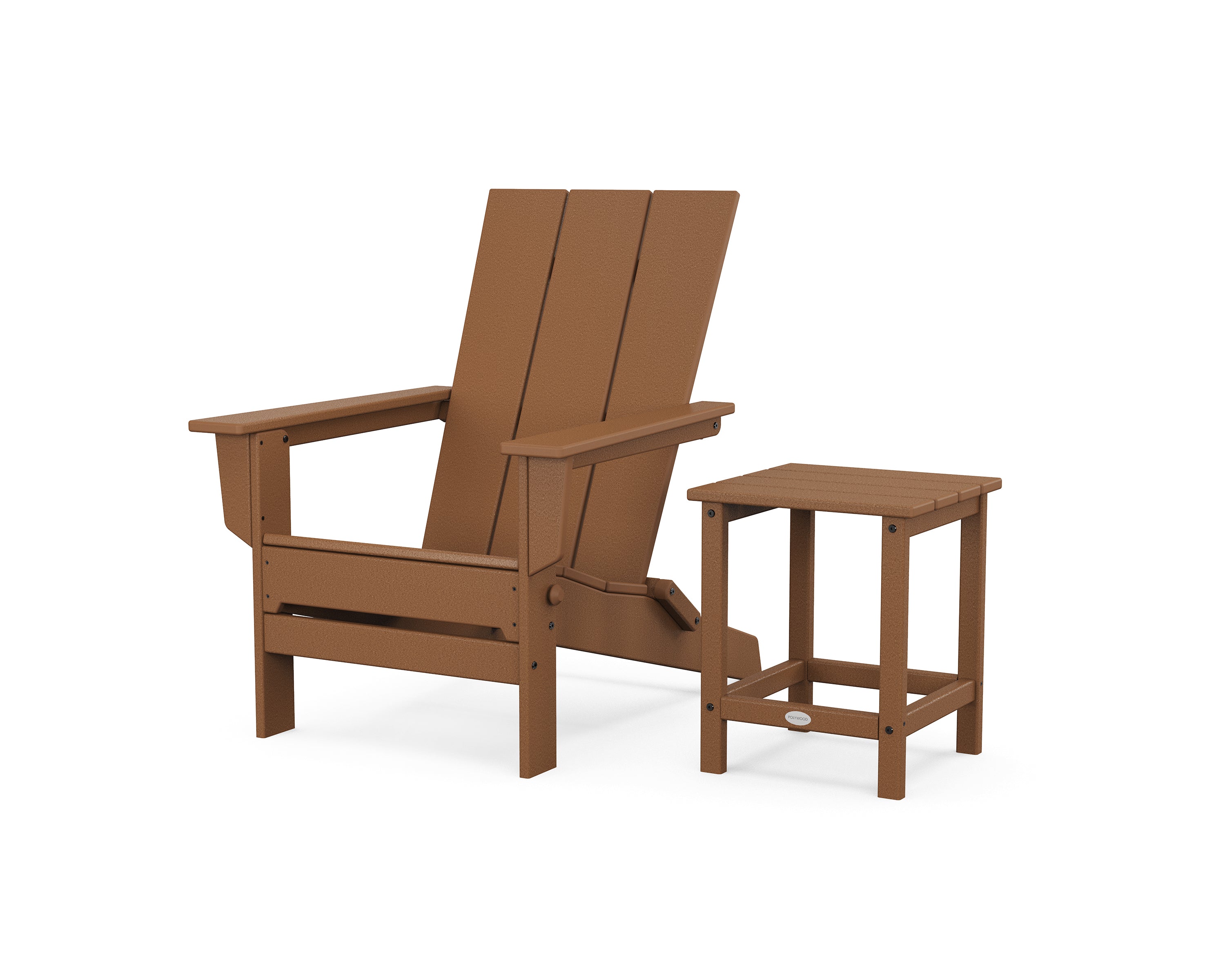 POLYWOOD® Modern Studio Folding Adirondack Chair with Side Table in Teak
