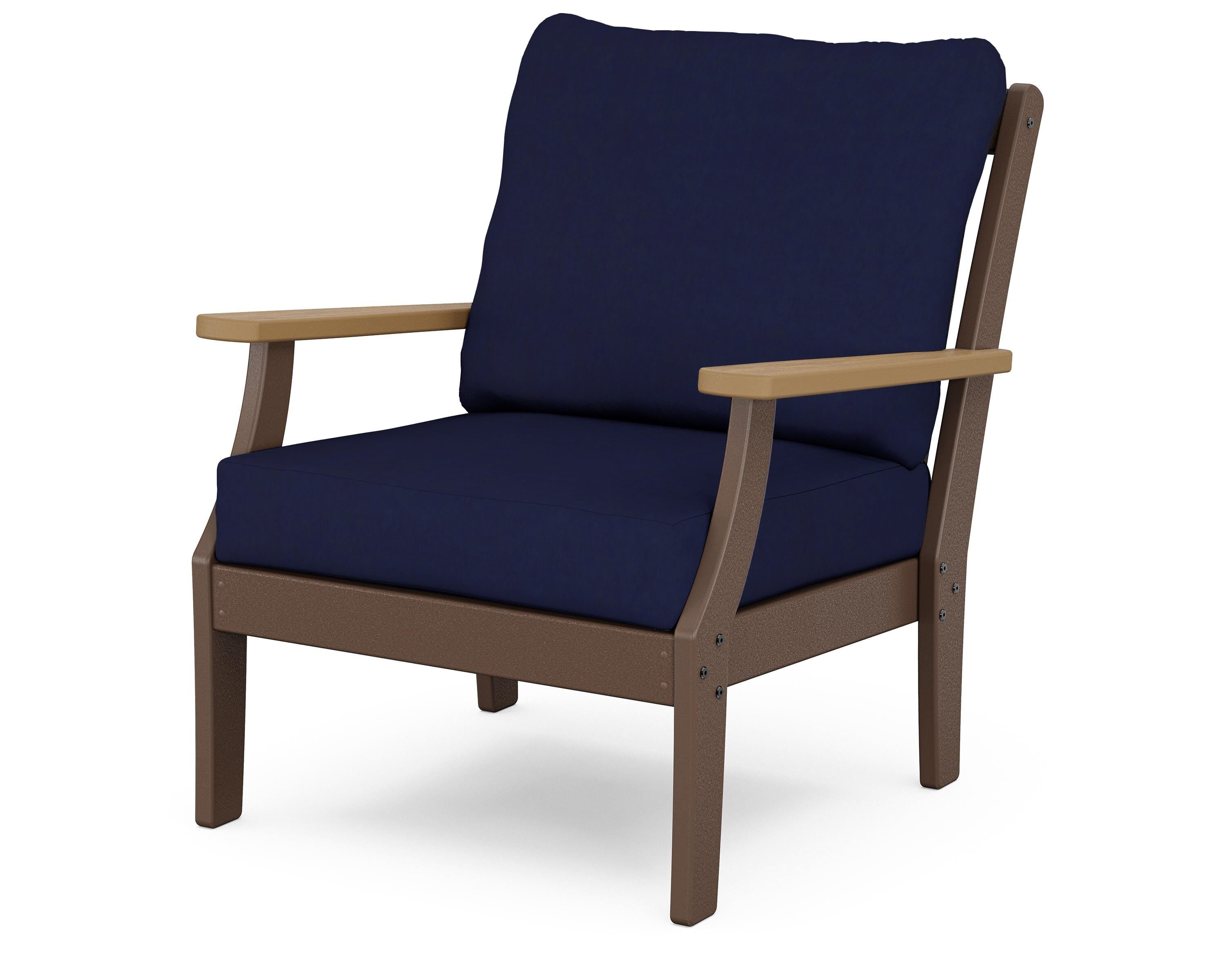 POLYWOOD® Braxton Deep Seating Chair in Mahogany / Natural / Navy