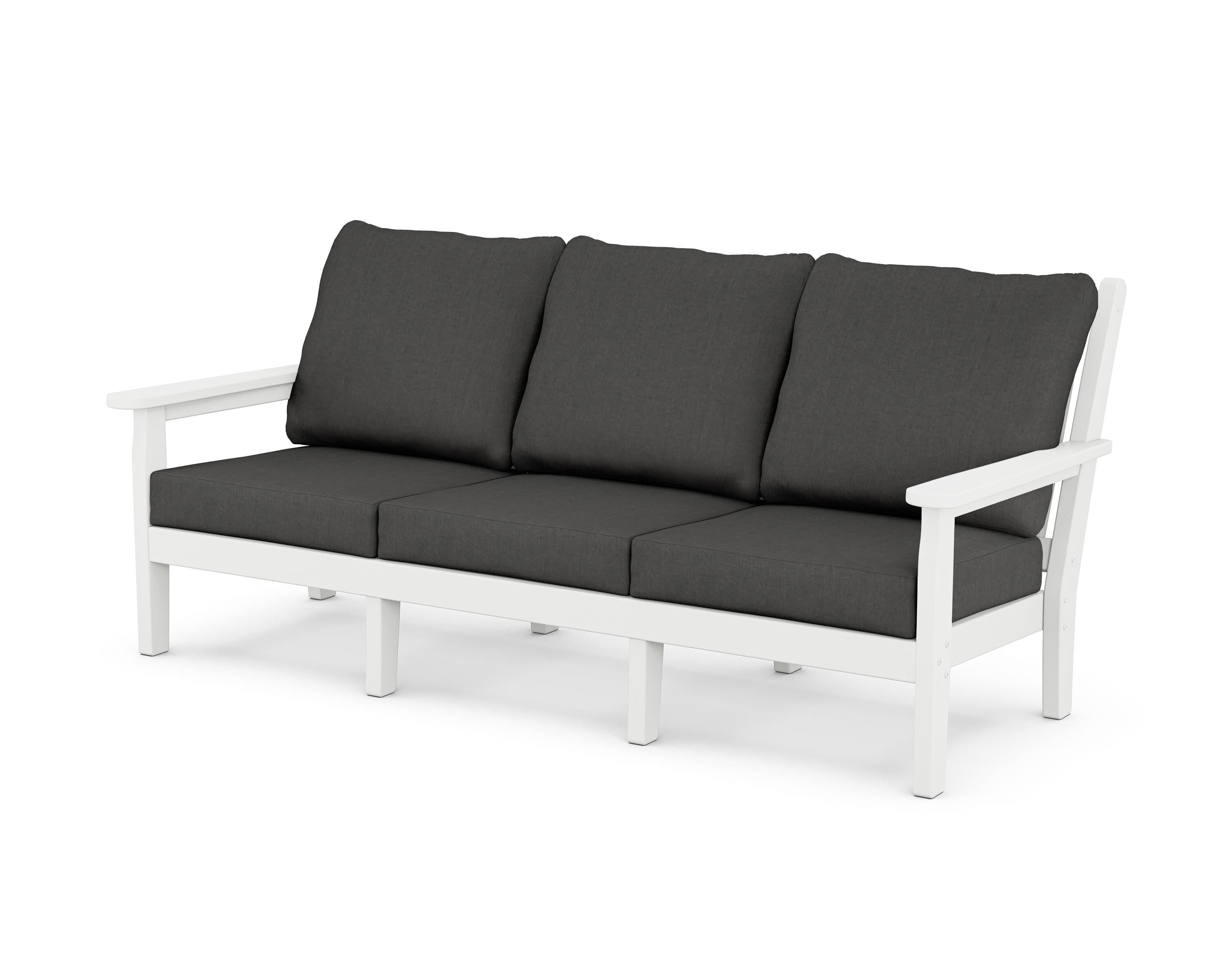 POLYWOOD® Chippendale Deep Seating Sofa in White / Spectrum Carbon