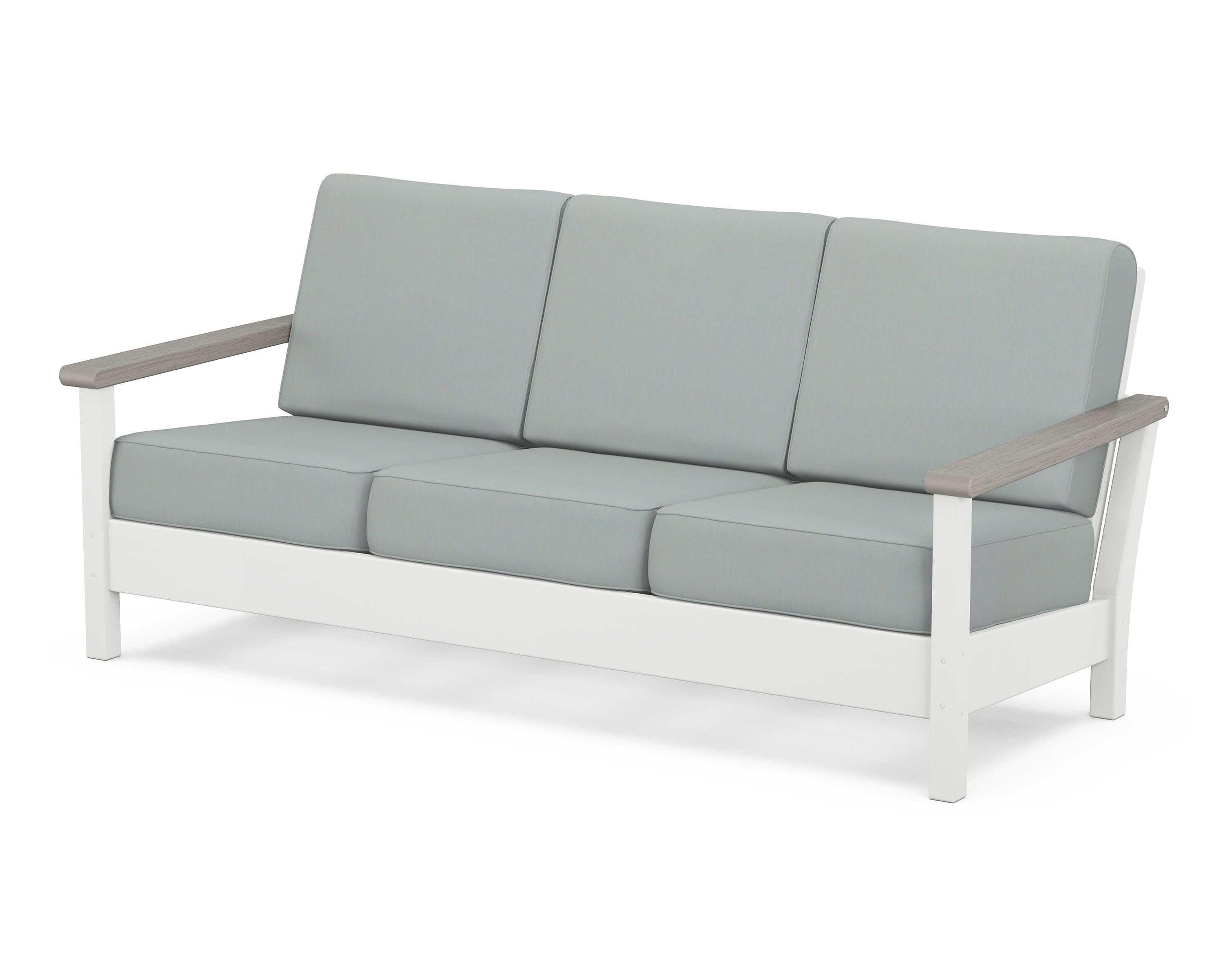 POLYWOOD® Harbour Deep Seating Sofa in White / Driftwood / Spa