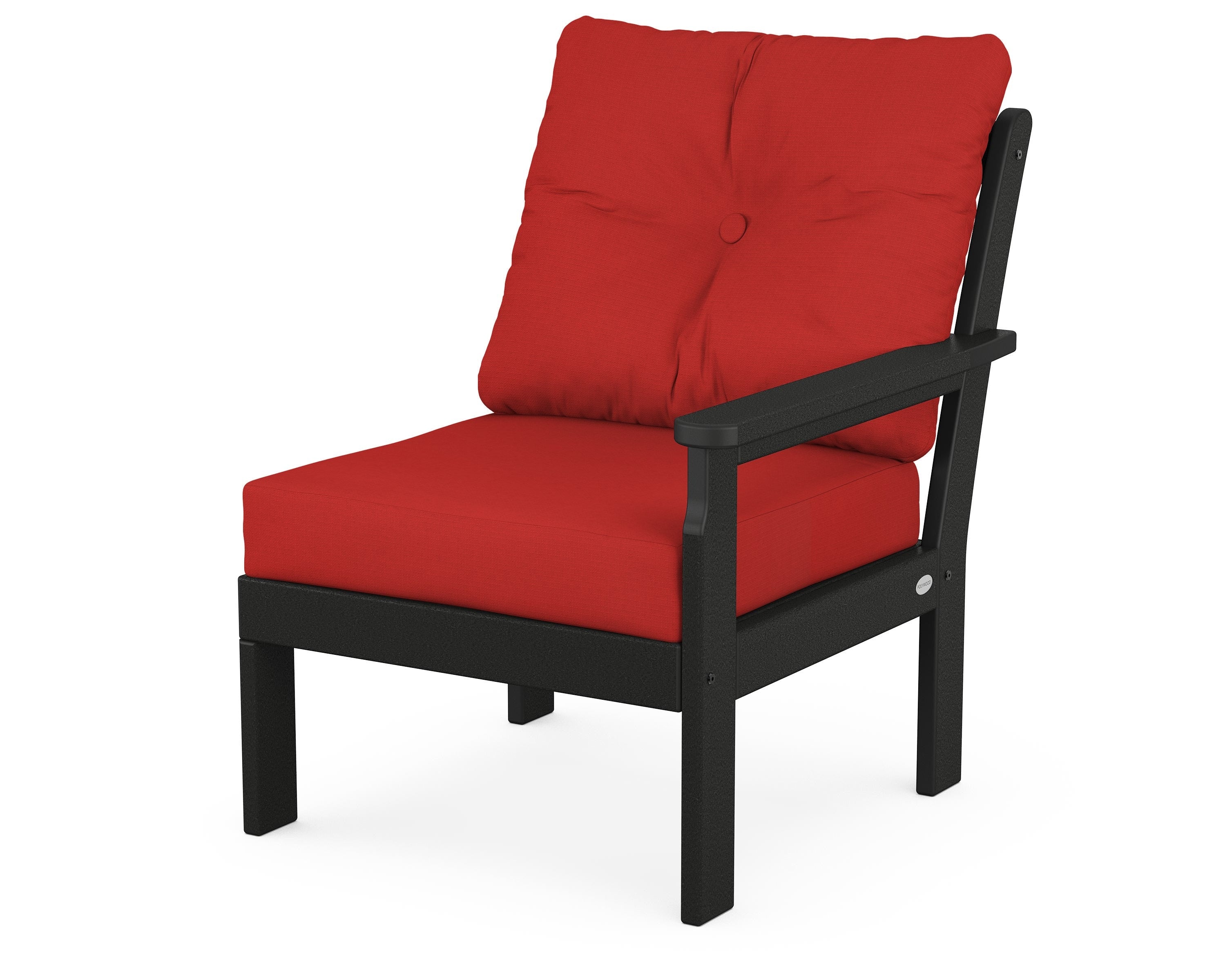 POLYWOOD® Vineyard Modular Right Arm Chair in Black / Crimson Linen