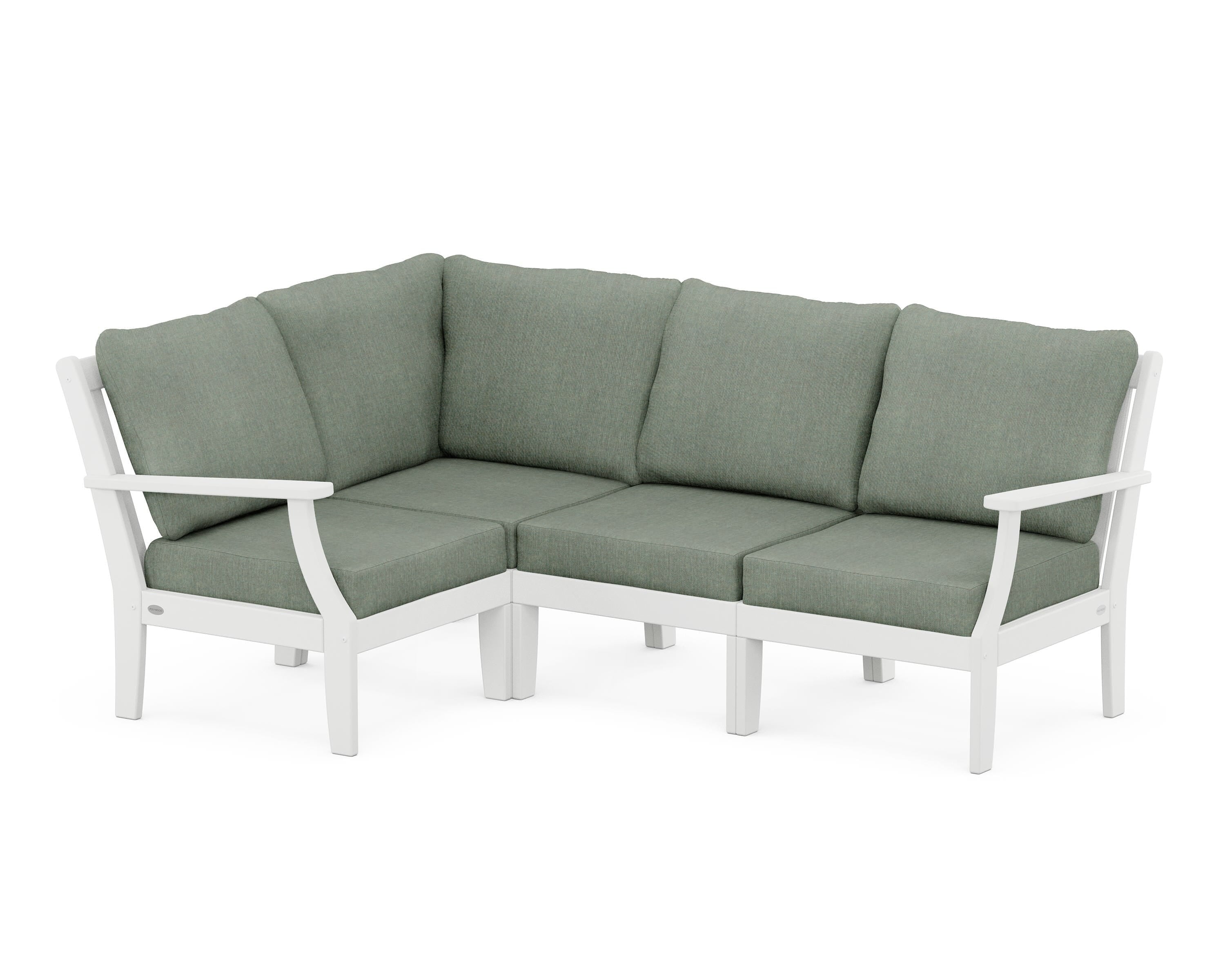 POLYWOOD® Braxton Modular 4-Piece Deep Seating Set in White / Cast Sage