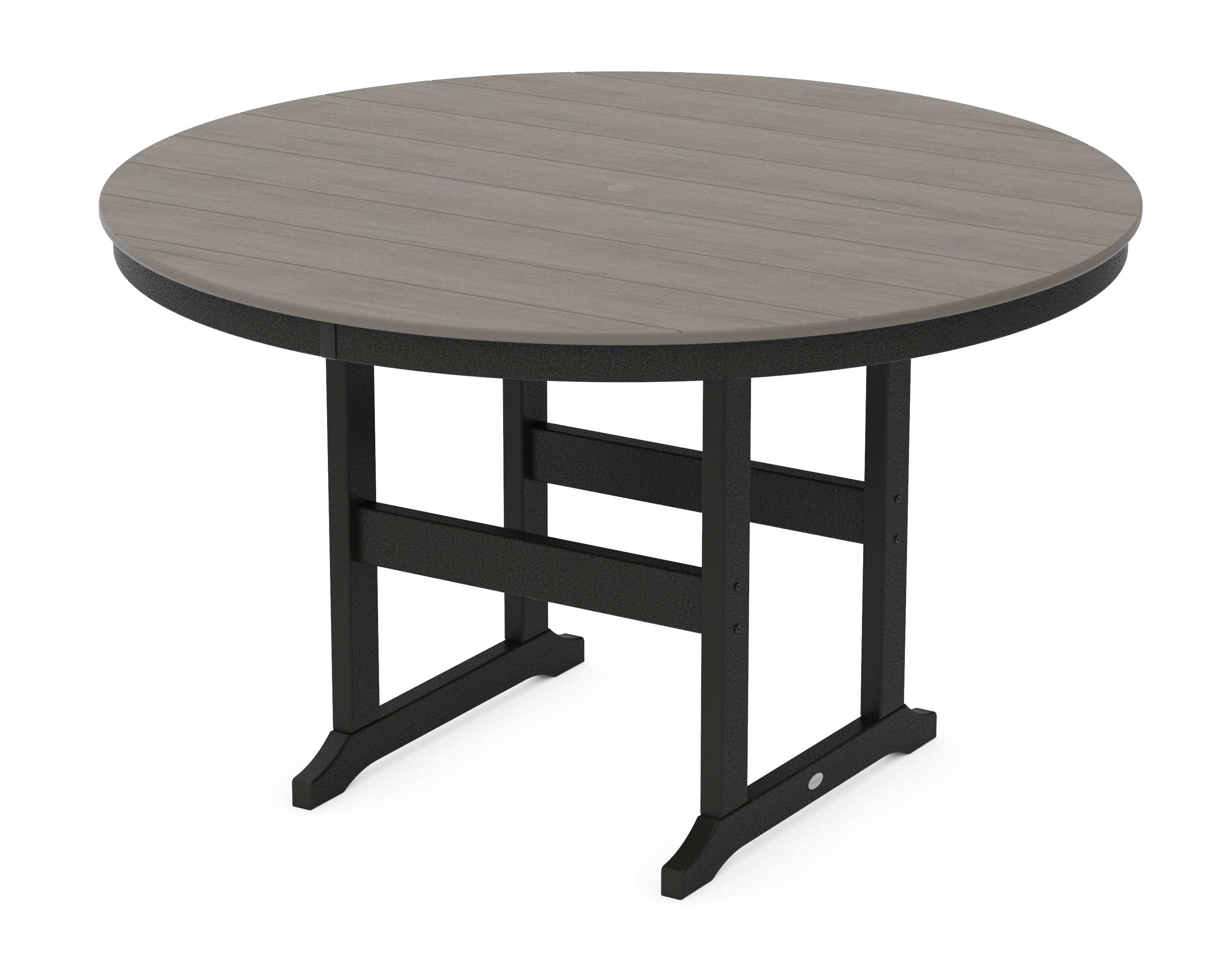 POLYWOOD® 60" Round Farmhouse Counter Table in Black / Driftwood