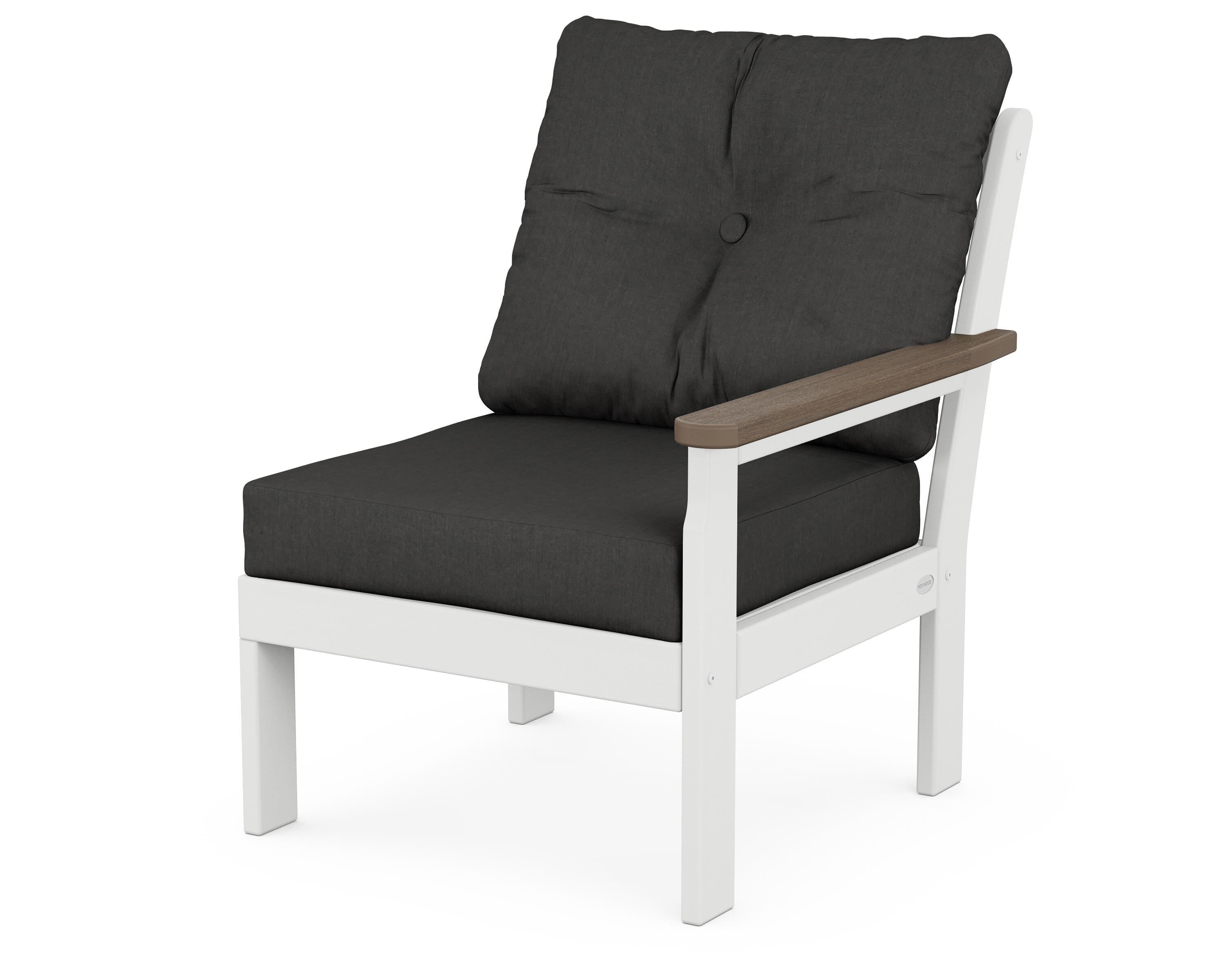 POLYWOOD® Vineyard Modular Right Arm Chair in White / Kona / Spectrum Carbon