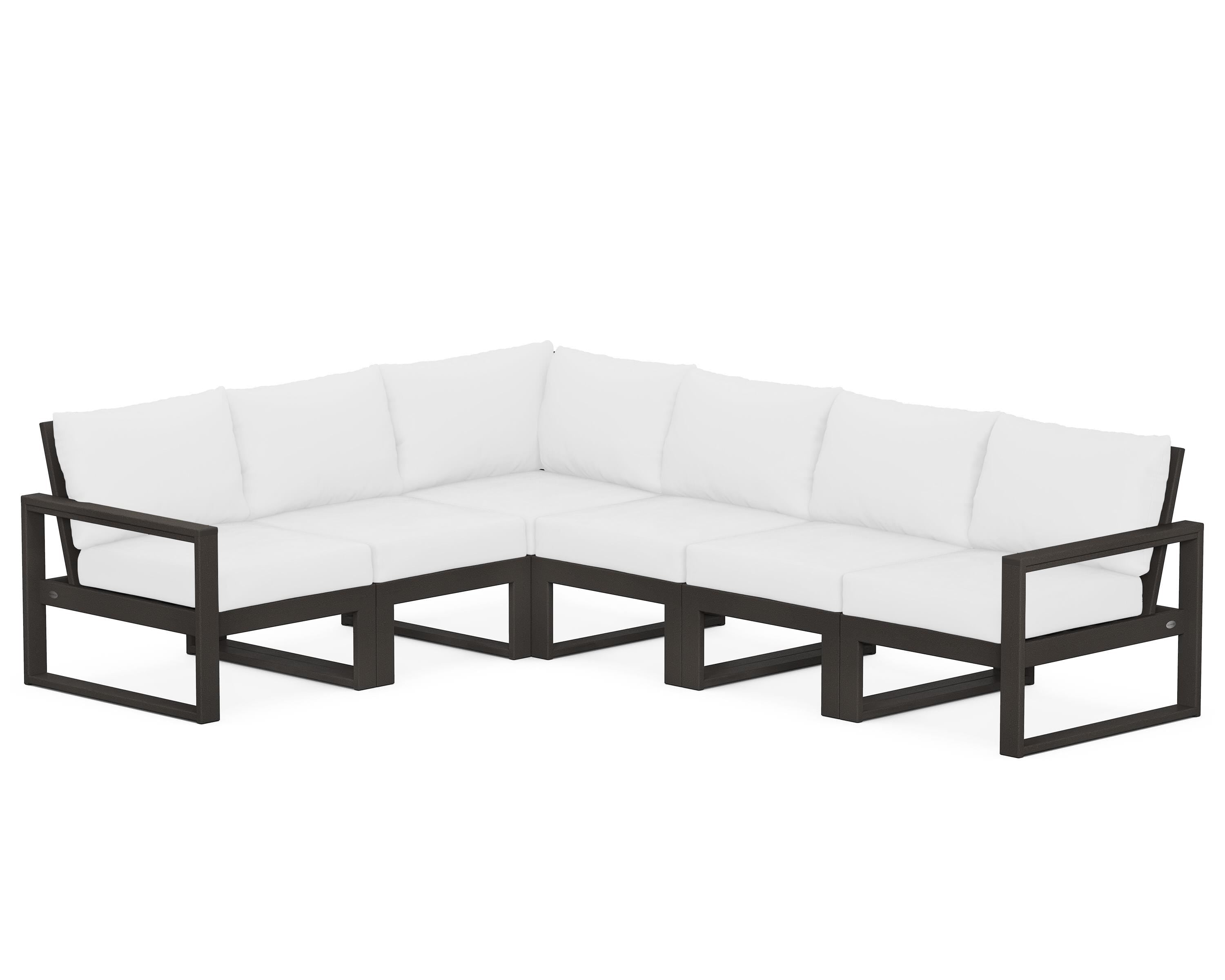 POLYWOOD® EDGE 6-Piece Modular Deep Seating Set in Vintage Coffee / Natural