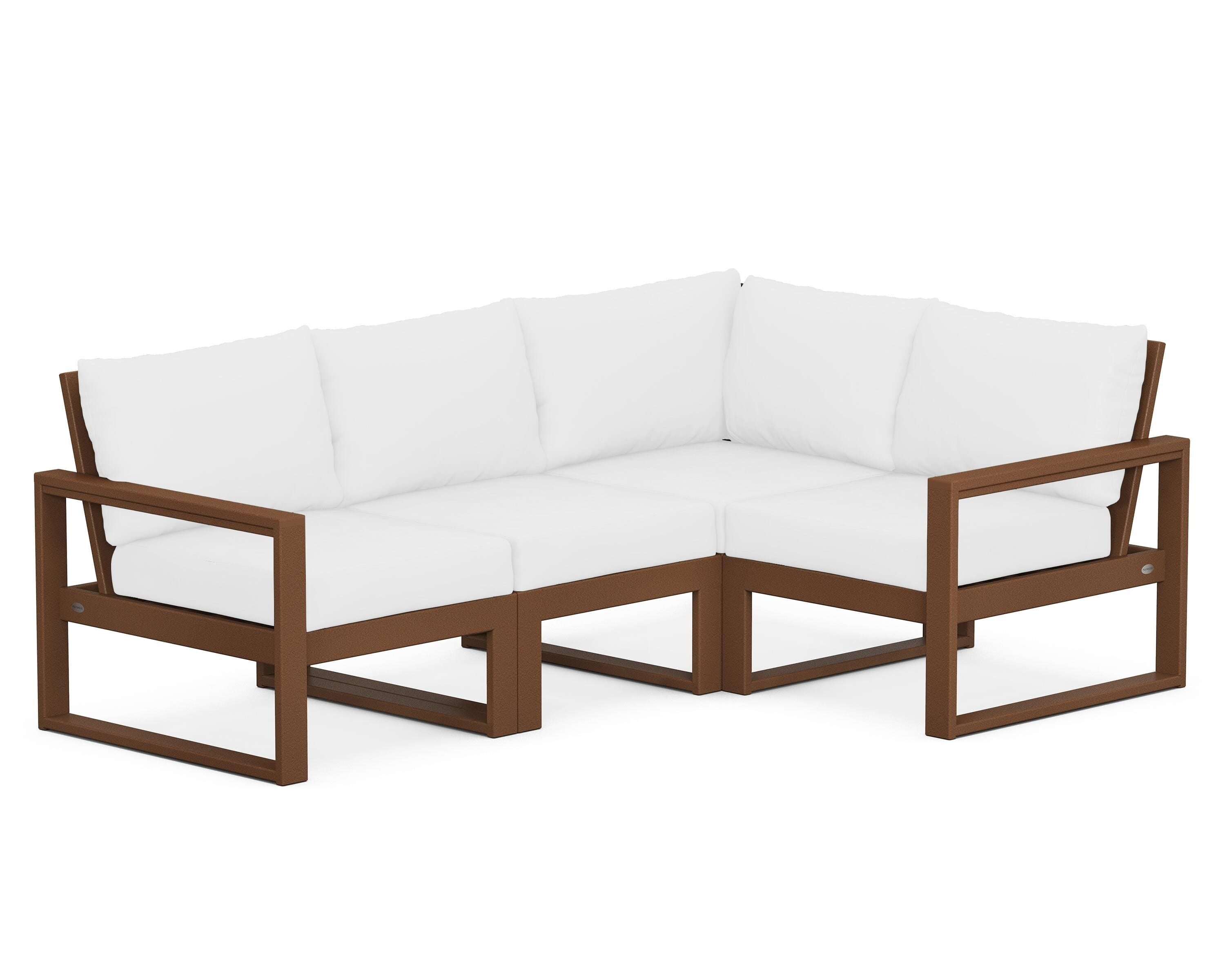 POLYWOOD® EDGE 4-Piece Modular Deep Seating Set in Teak / Natural