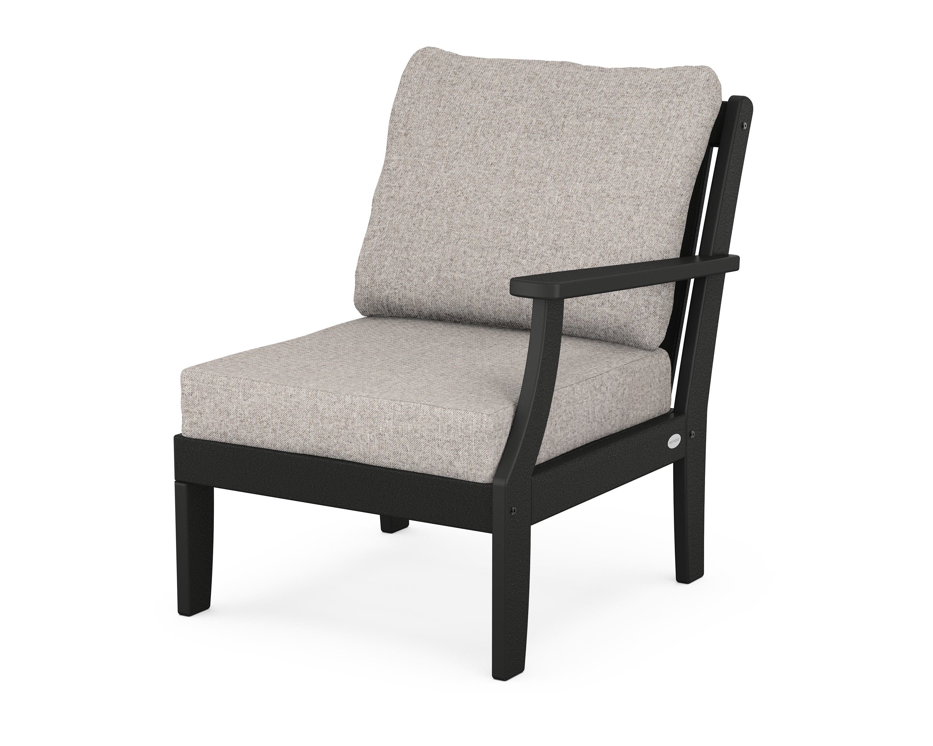 POLYWOOD® Braxton Modular Right Arm Chair in Black / Weathered Tweed