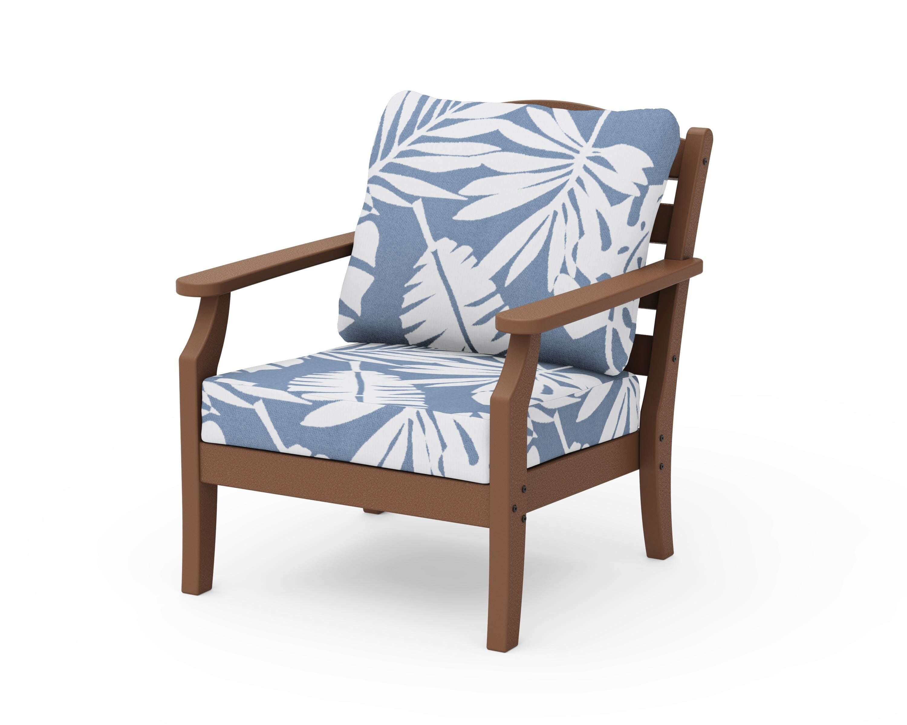 Draper James™ by POLYWOOD® Savannah Deep Seating Chair in Teak / Leaf Sky Blue