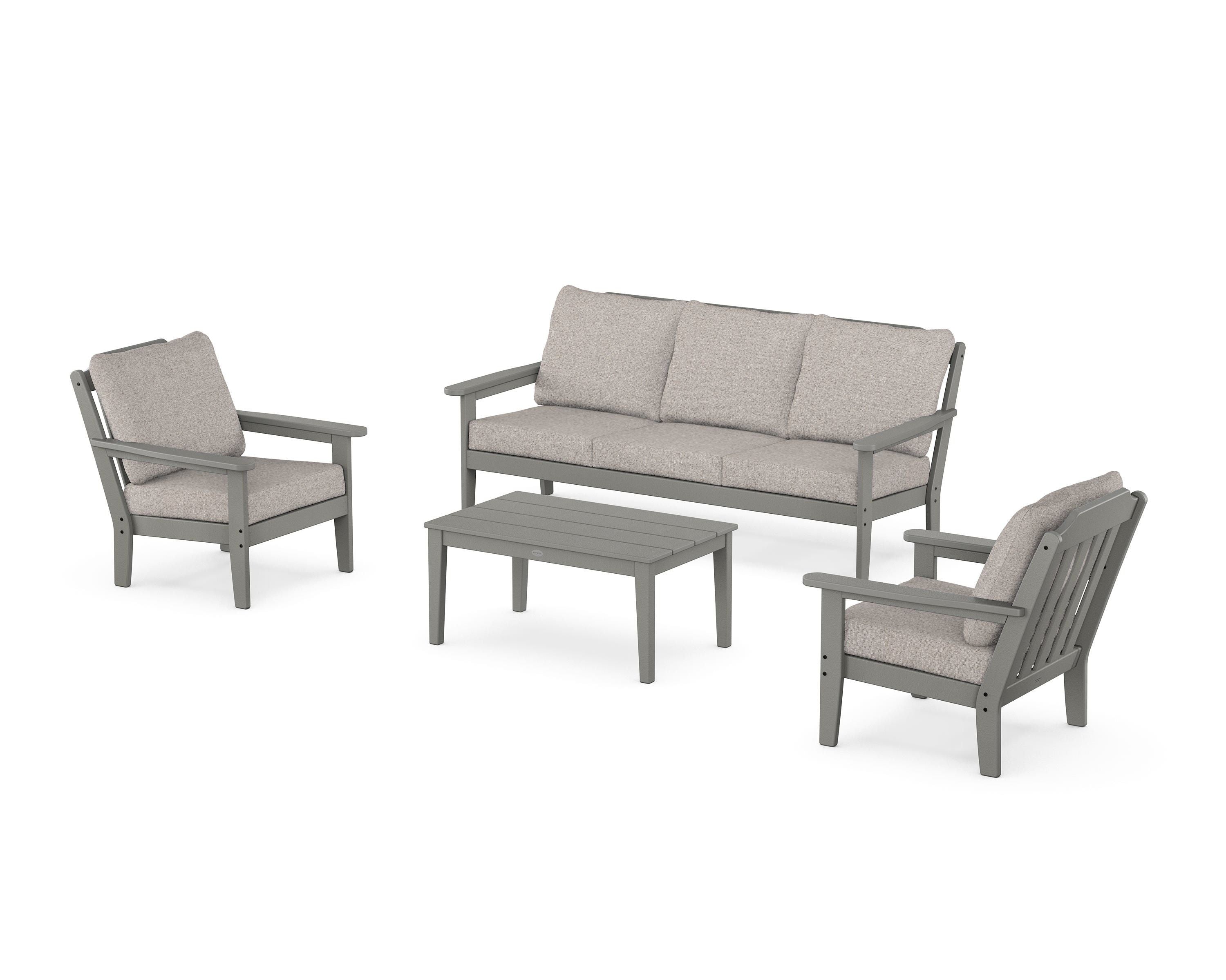 Country Living Cottage 4-Piece Deep Seating Set with Sofa in Slate Grey / Weathered Tweed