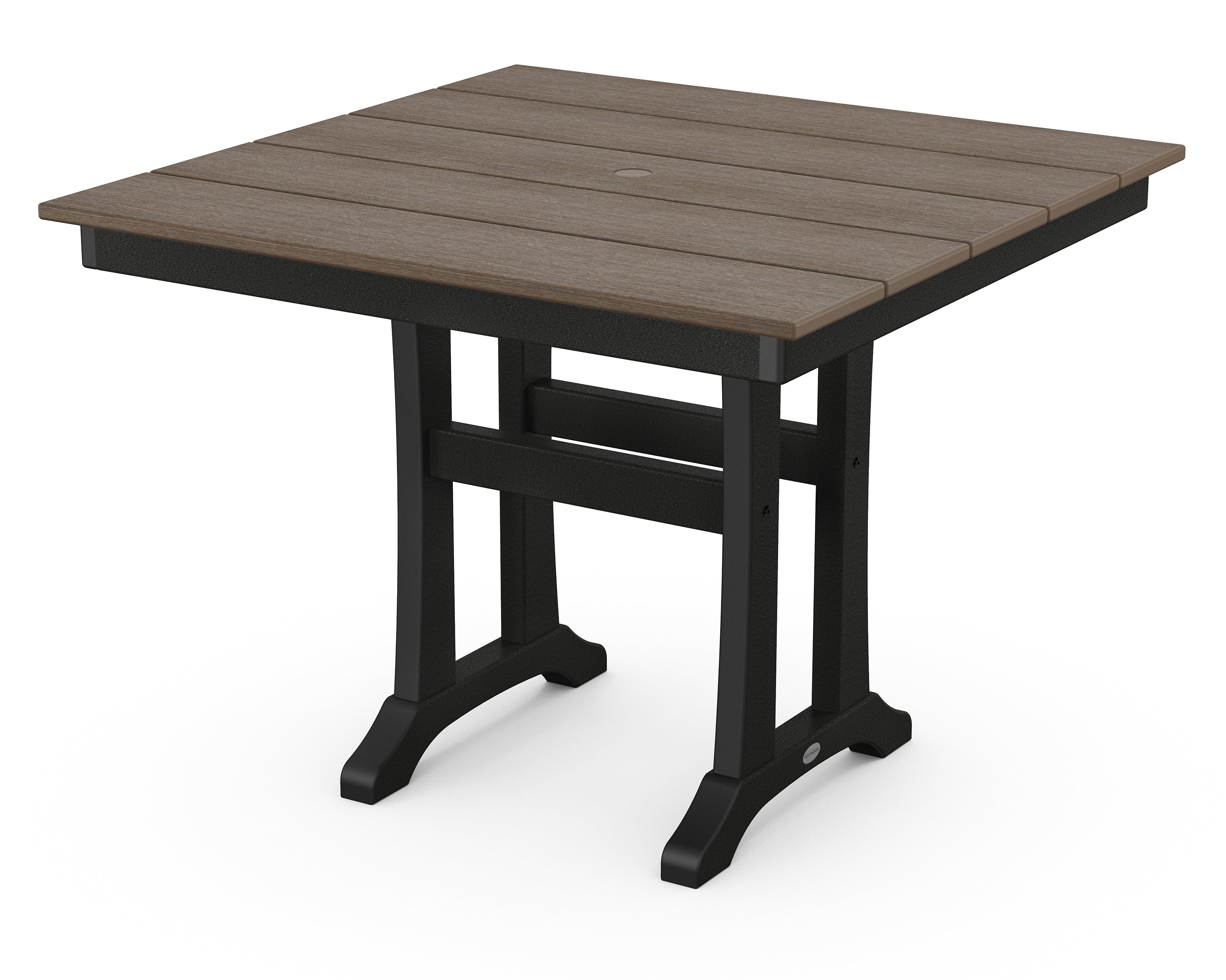 POLYWOOD® Farmhouse Trestle 37" Dining Table in Black / Kona