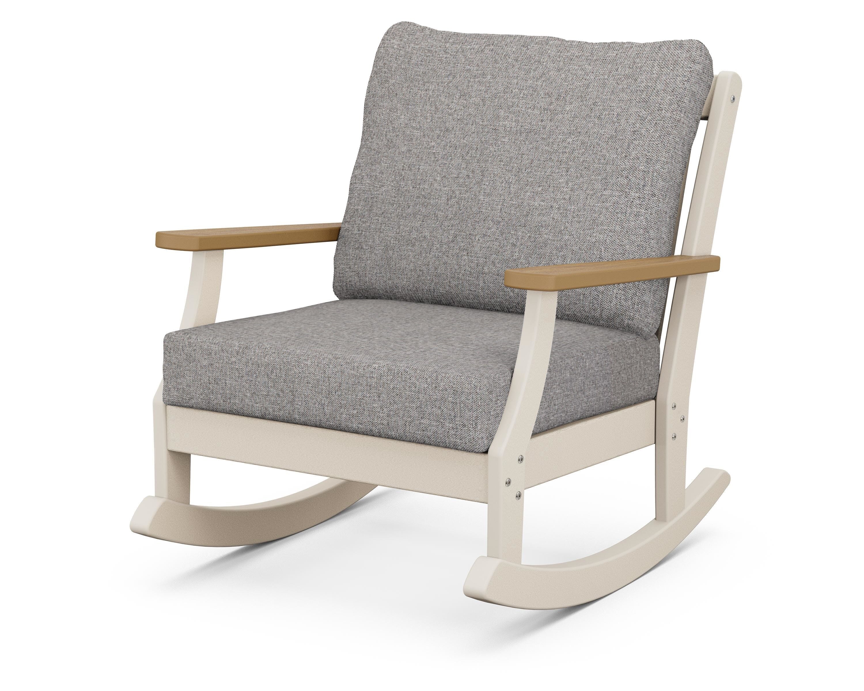 POLYWOOD® Braxton Deep Seating Rocking Chair in Sand / Natural / Grey Mist