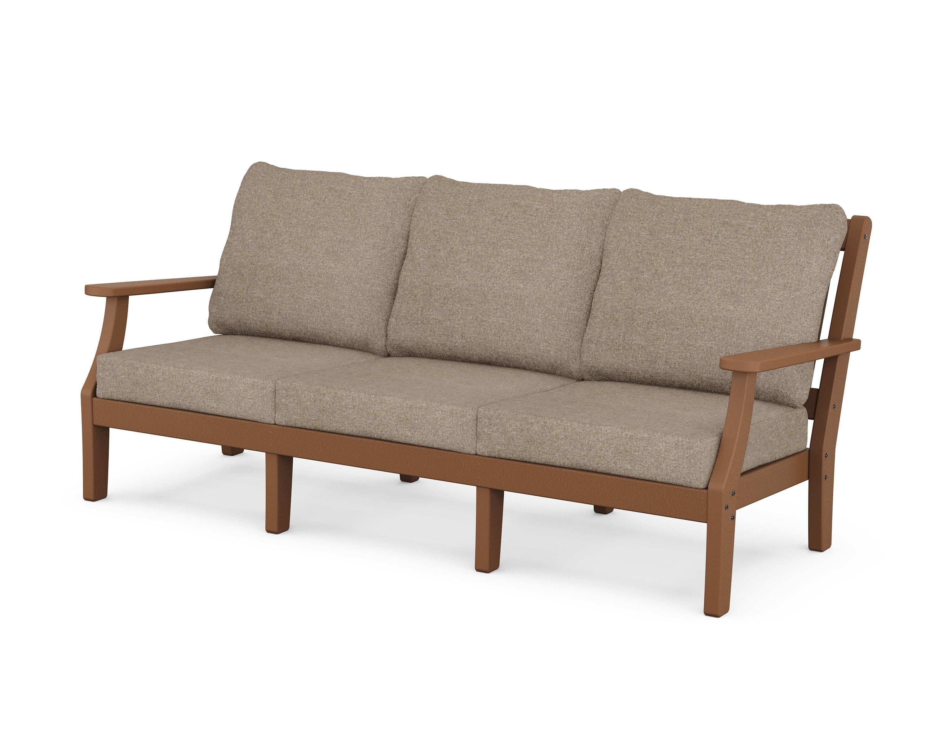 Martha Stewart by POLYWOOD® Chinoiserie Deep Seating Sofa in Teak / Spiced Burlap