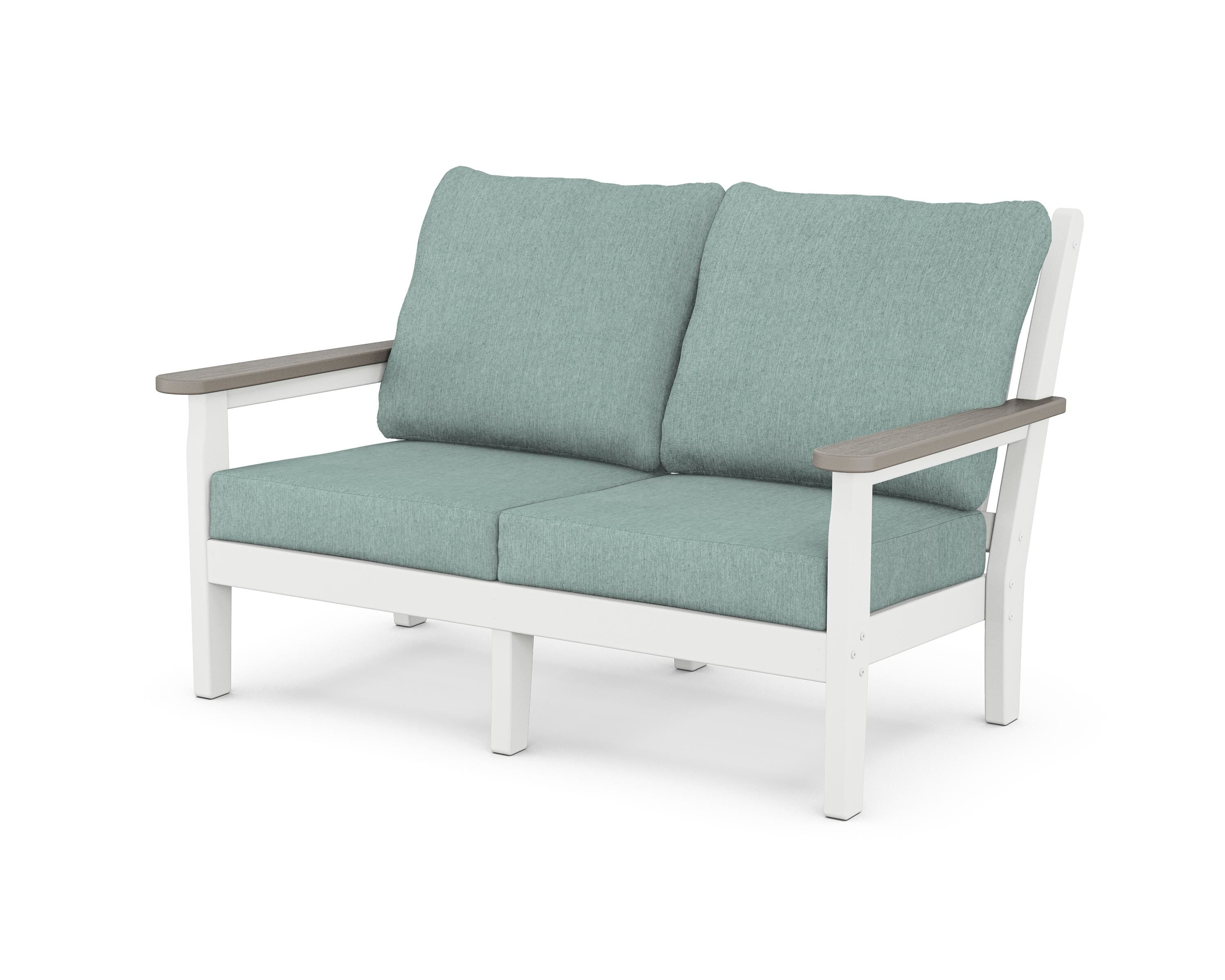 POLYWOOD® Chippendale Deep Seating Loveseat in White / Driftwood / Glacier Spa