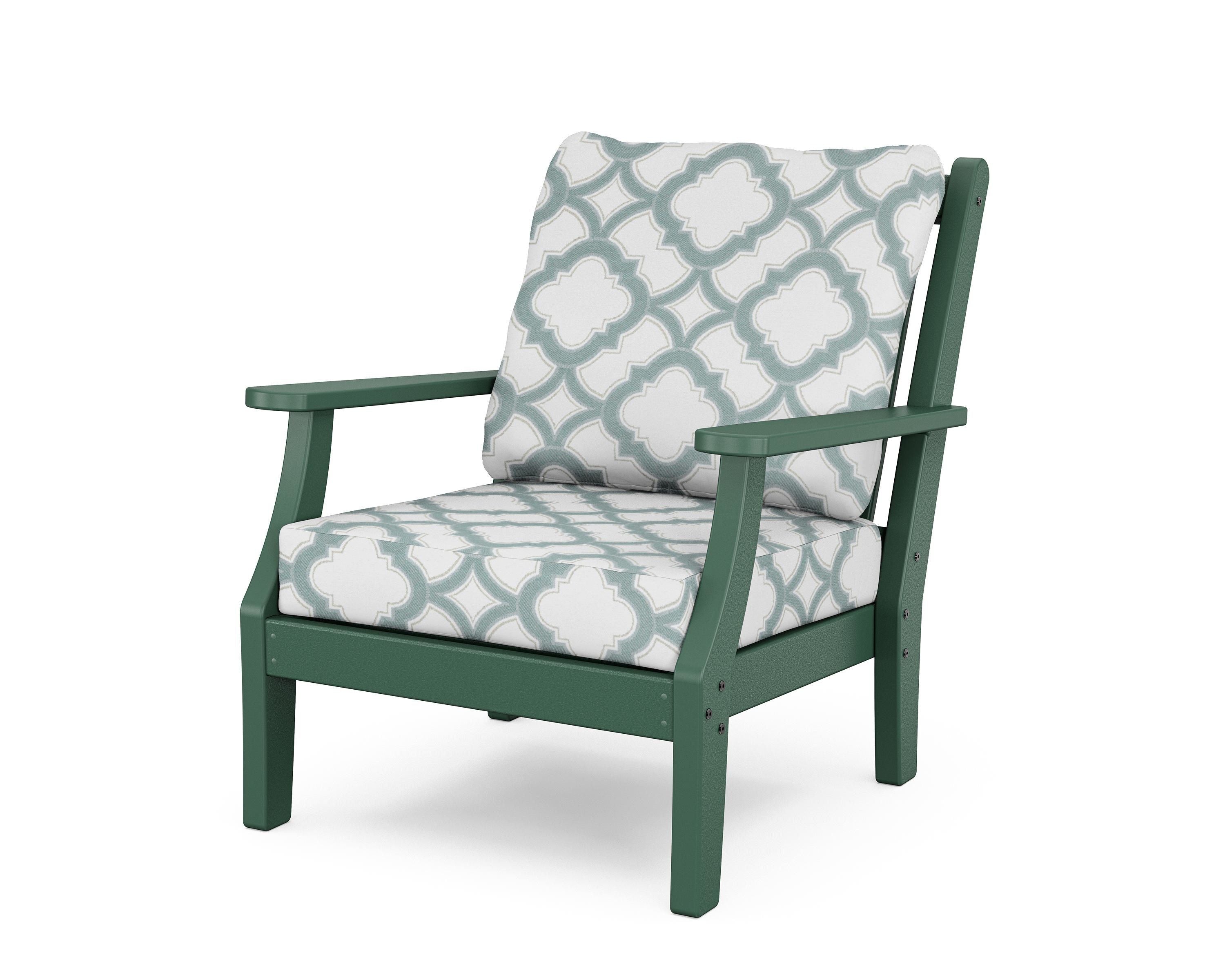 Country Living Wovendale Deep Seating Chair in Green / Trellis Glacier Spa