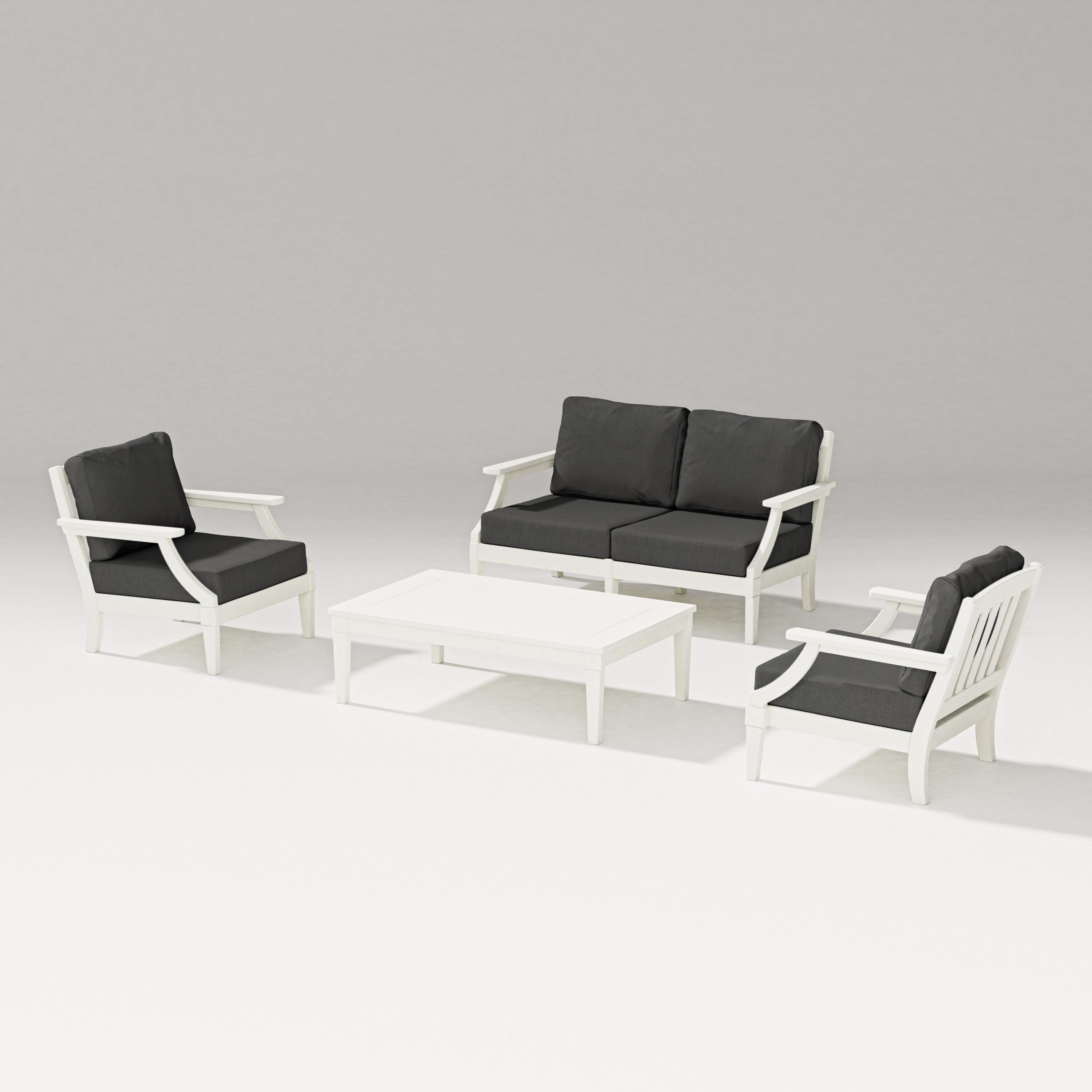 PW Designer Series Estate Lounge 4-Piece Loveseat Set in Vintage White / Spectrum Carbon