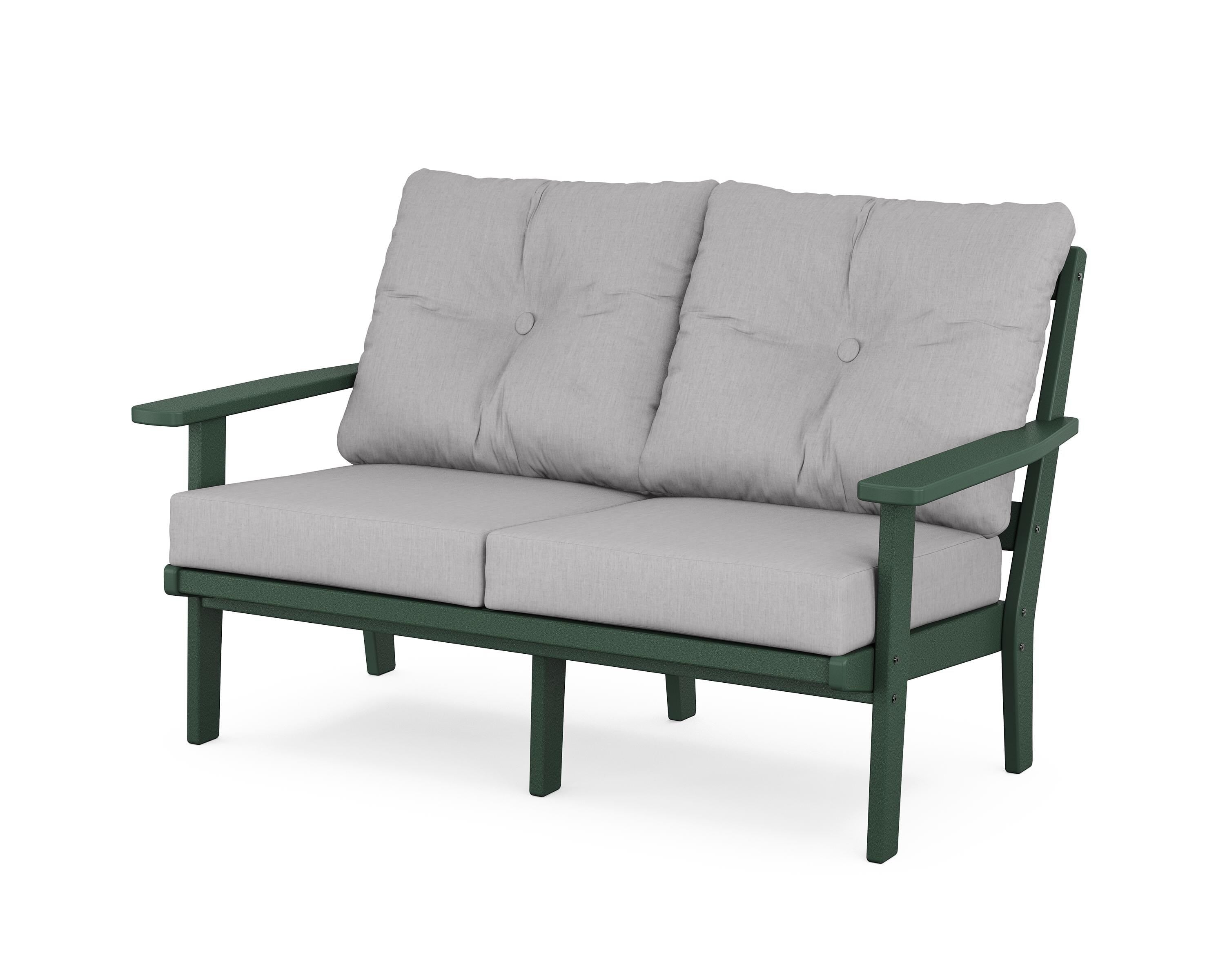 POLYWOOD® Oxford Deep Seating Loveseat in Green / Granite