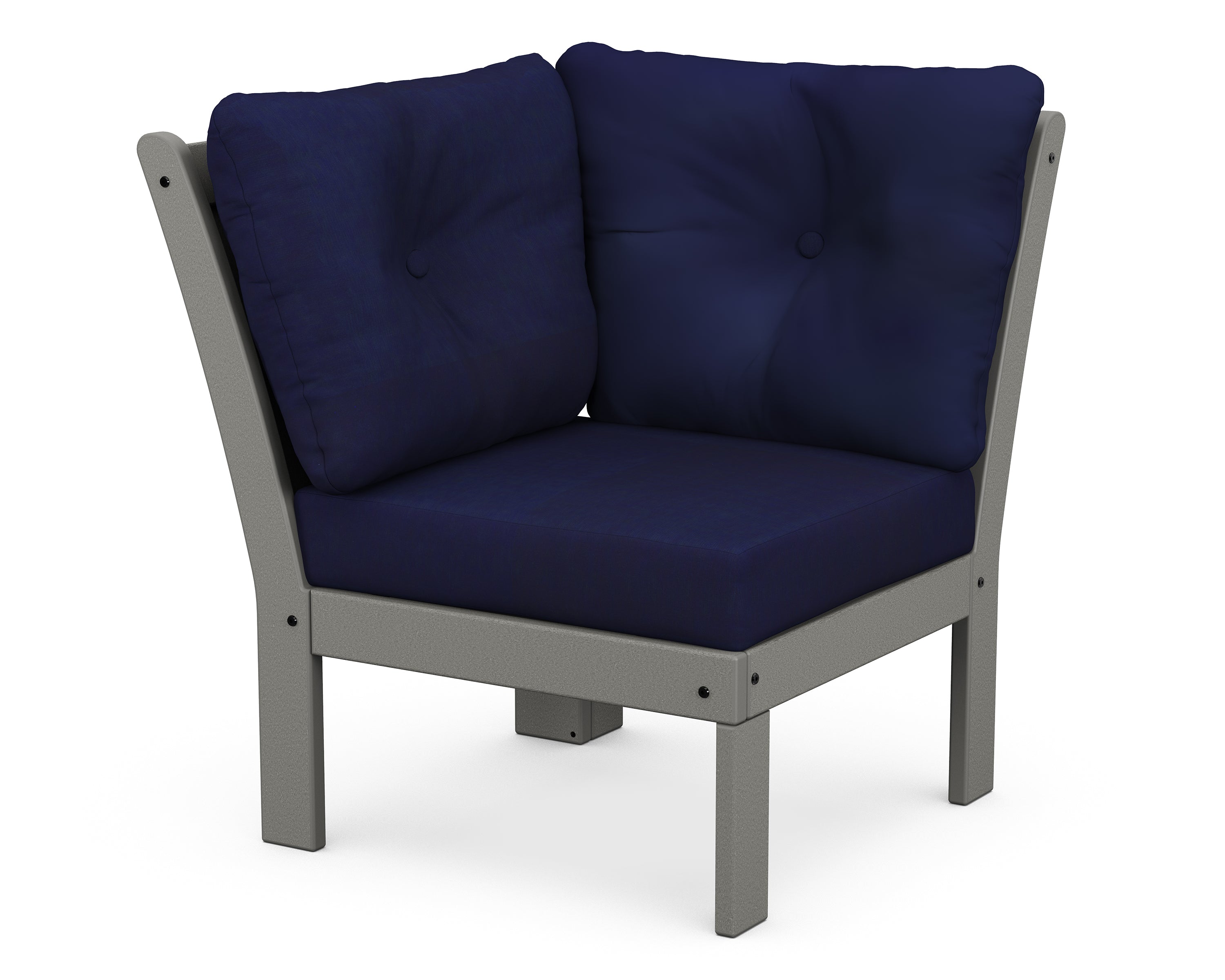 POLYWOOD® Vineyard Modular Corner Chair in Slate Grey / Navy