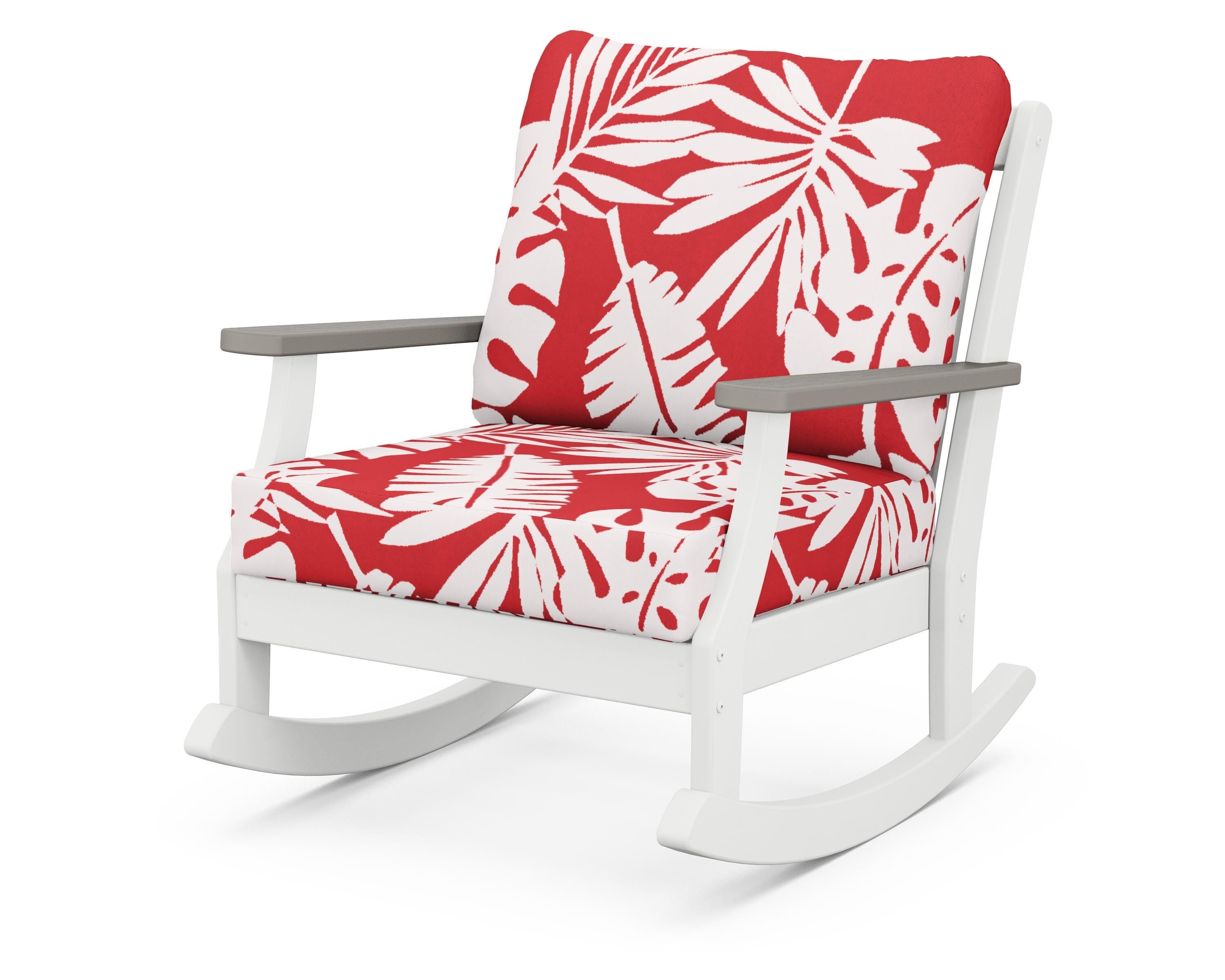 POLYWOOD® Braxton Deep Seating Rocking Chair in White / Driftwood / Leaf Crimson