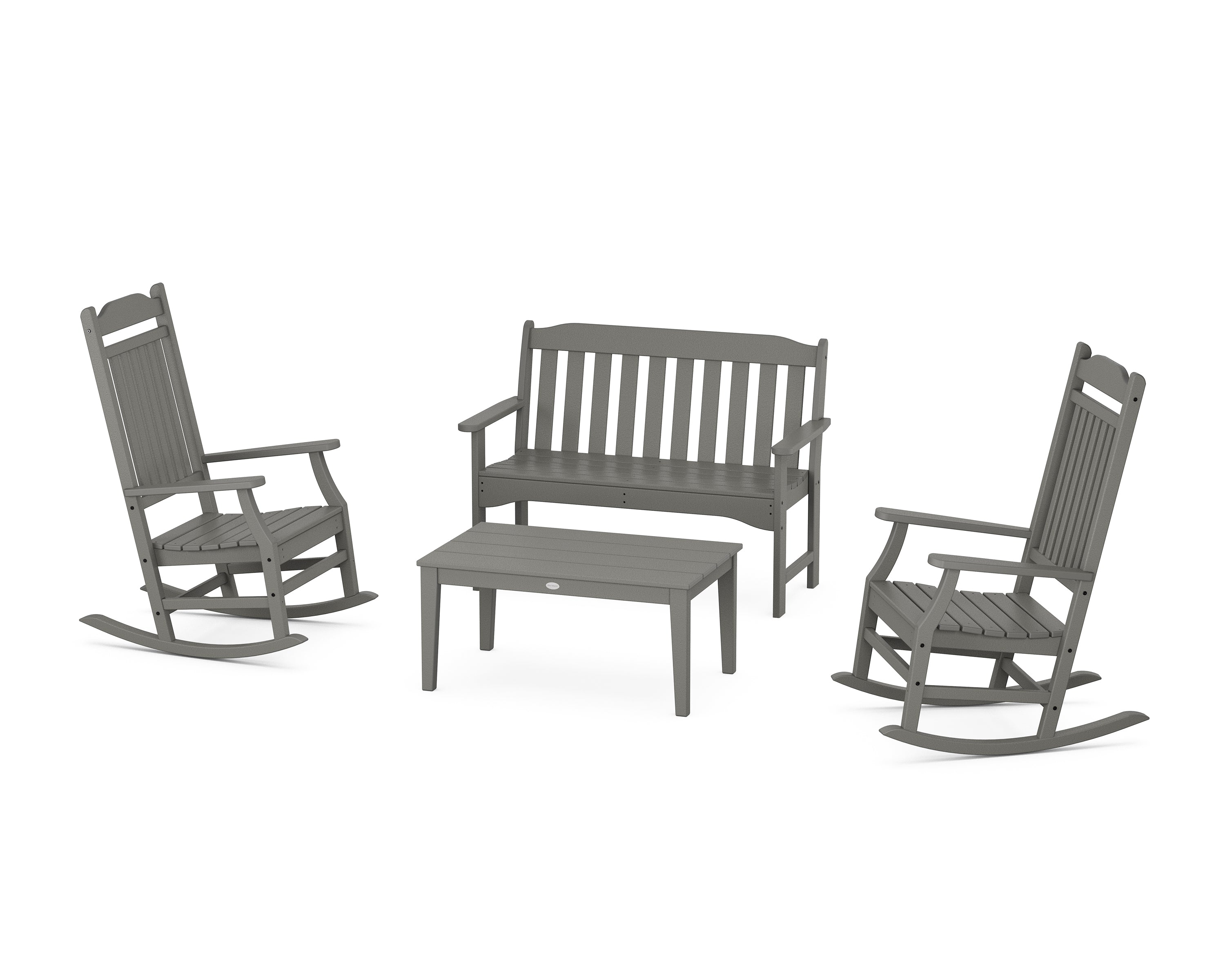 Country Living Cottage Rocking Chair 4-Piece Porch Set in Slate Grey