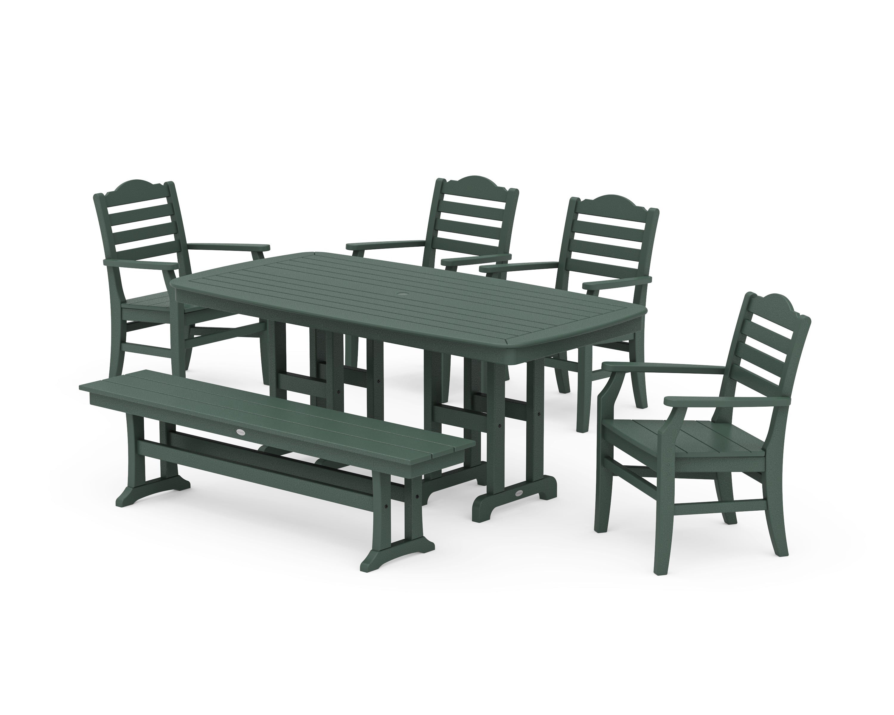 POLYWOOD® Savannah 6-Piece Farmhouse Dining Set with Bench in Green